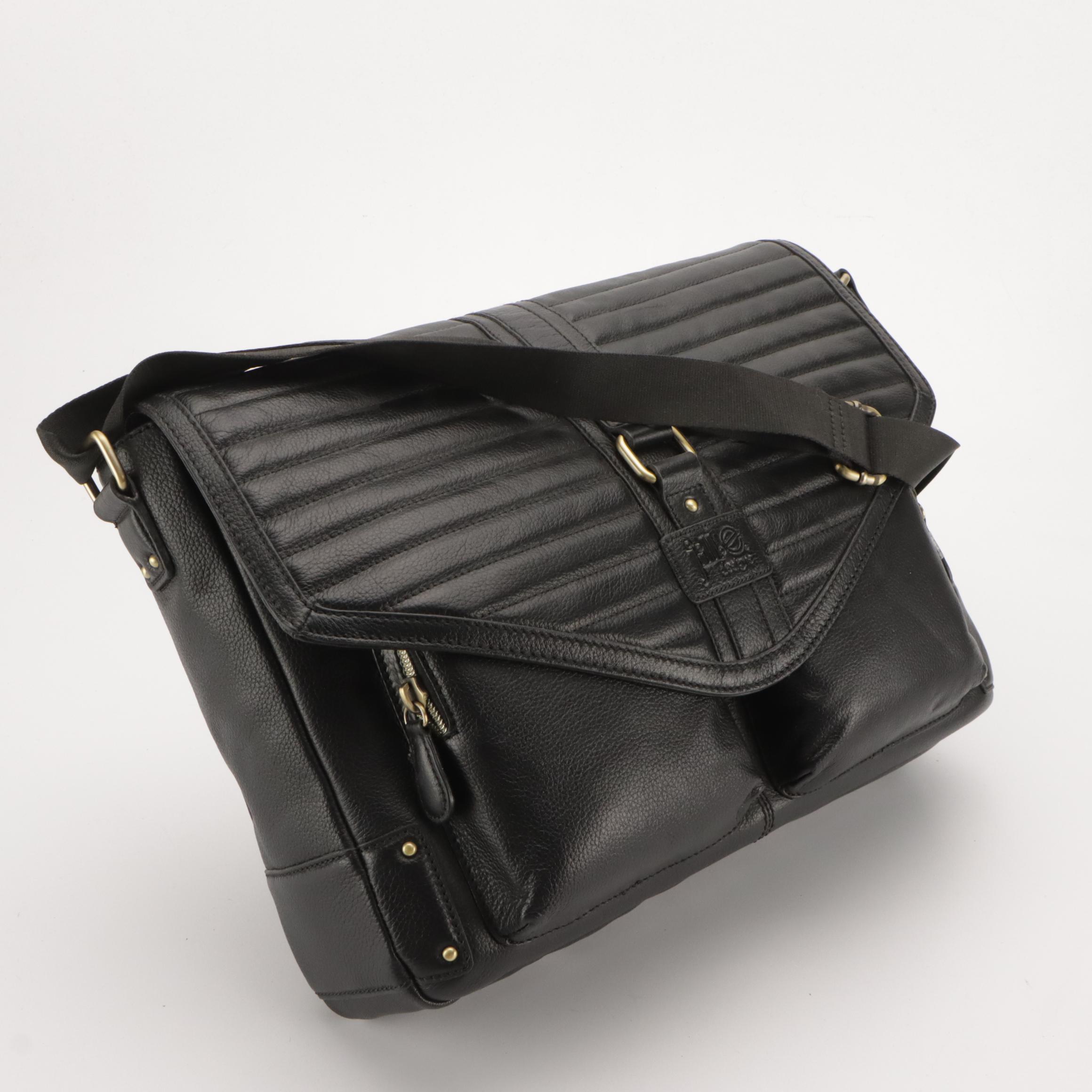Lambertson Truex and Jill. E. Front-Flap Briefcase Bags in Black Grained Leather