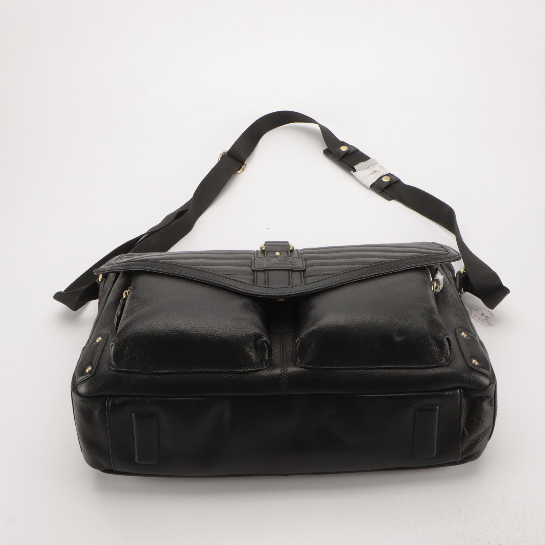 Lambertson Truex and Jill. E. Front-Flap Briefcase Bags in Black Grained Leather