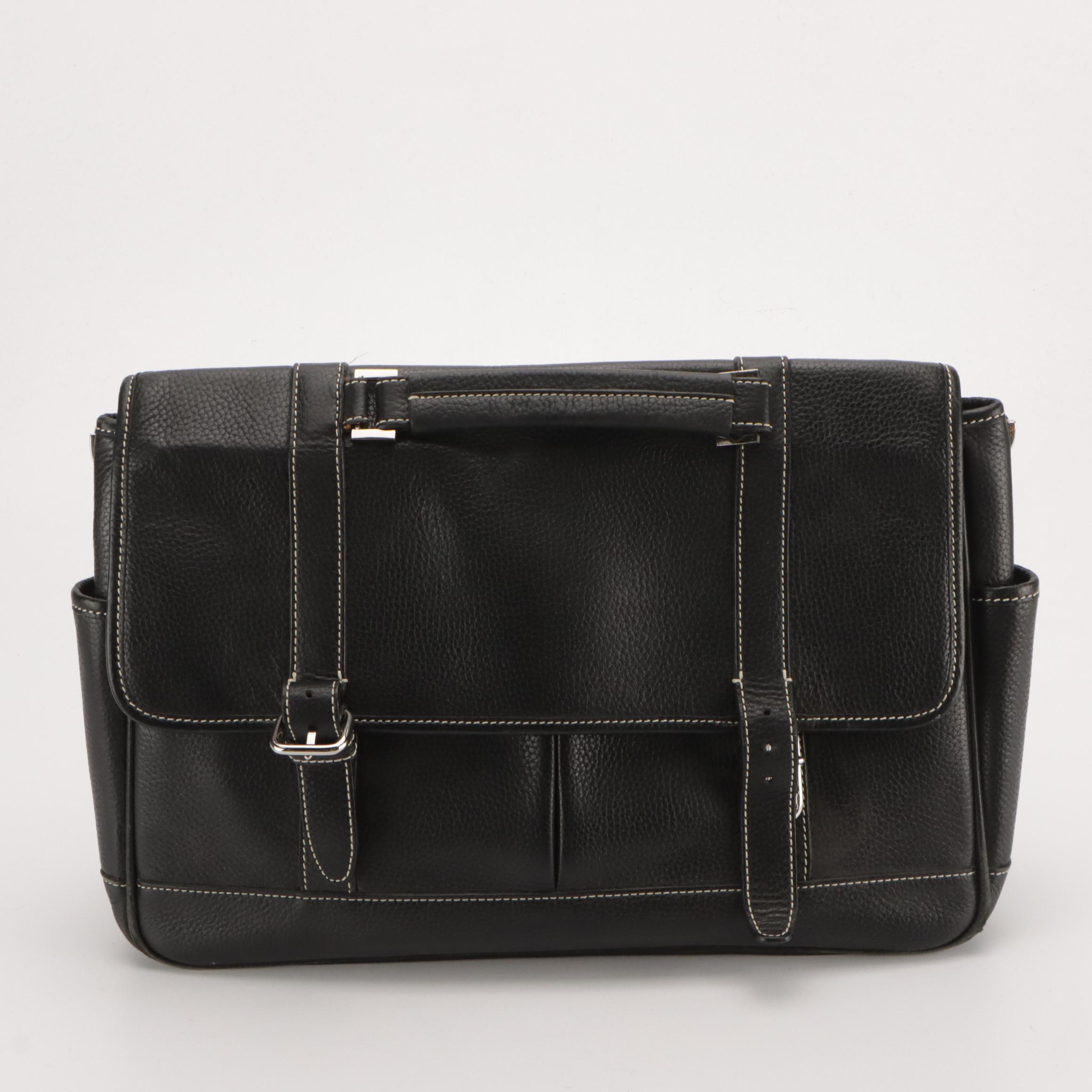 Lambertson Truex and Jill. E. Front-Flap Briefcase Bags in Black Grained Leather