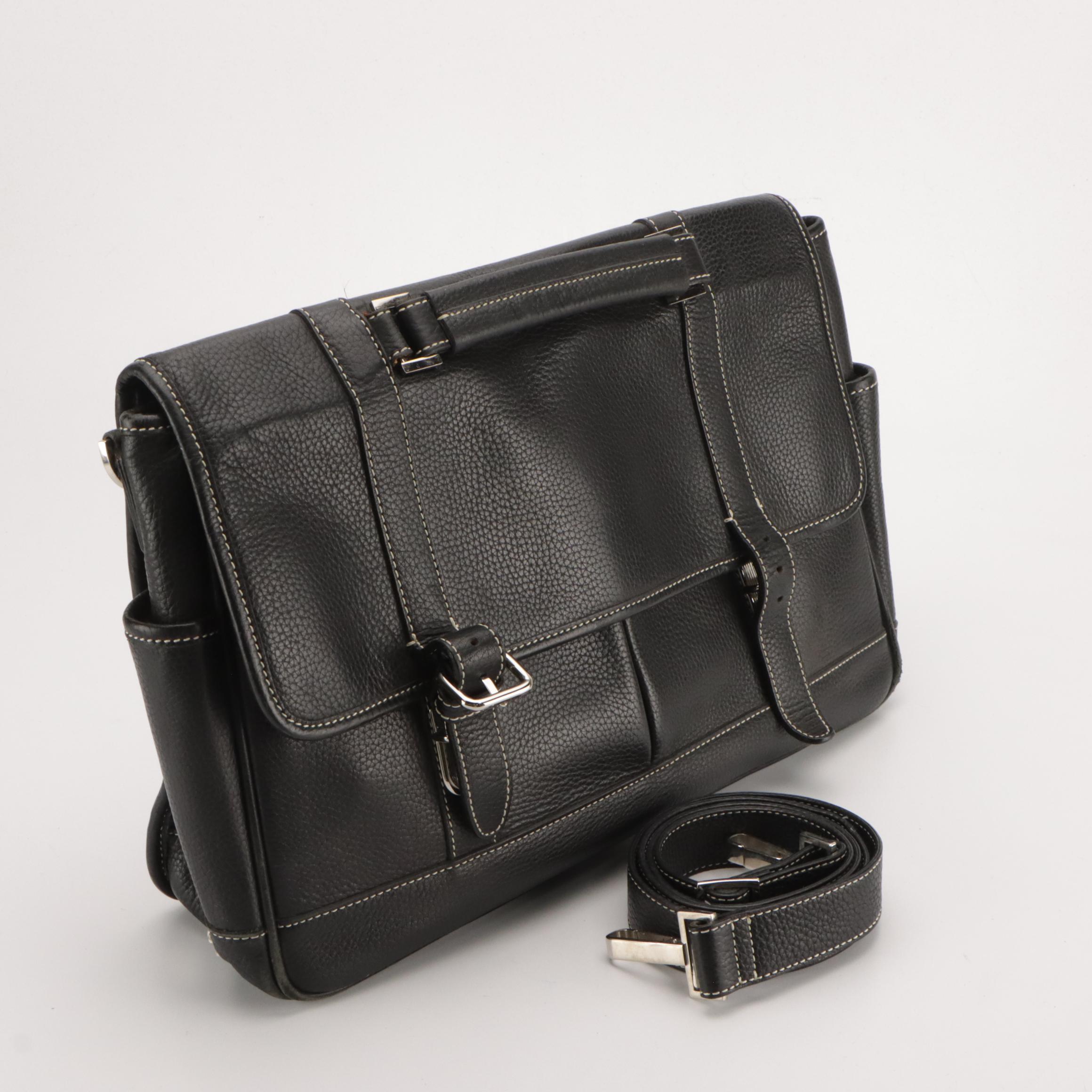 Lambertson Truex and Jill. E. Front-Flap Briefcase Bags in Black Grained Leather