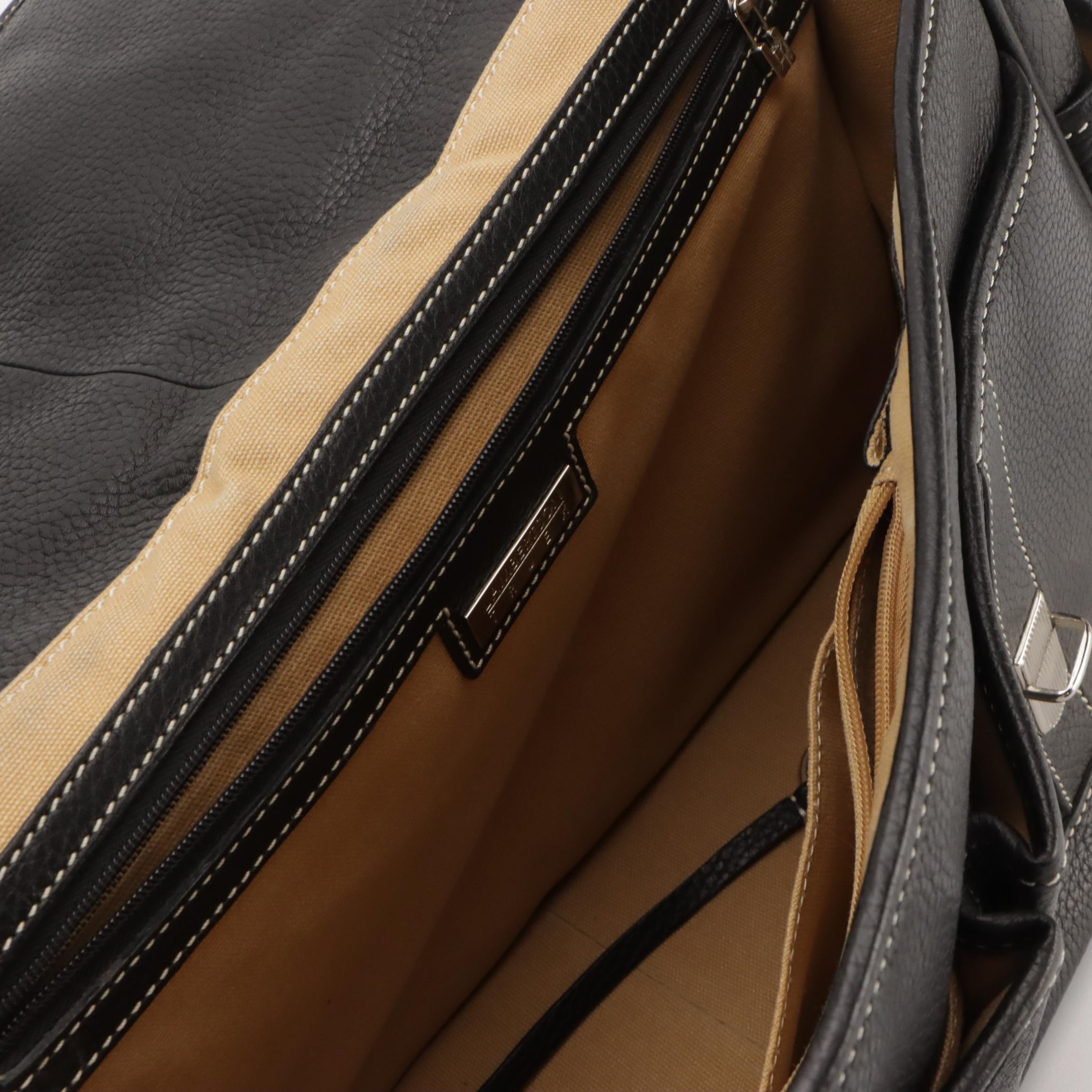 Lambertson Truex and Jill. E. Front-Flap Briefcase Bags in Black Grained Leather