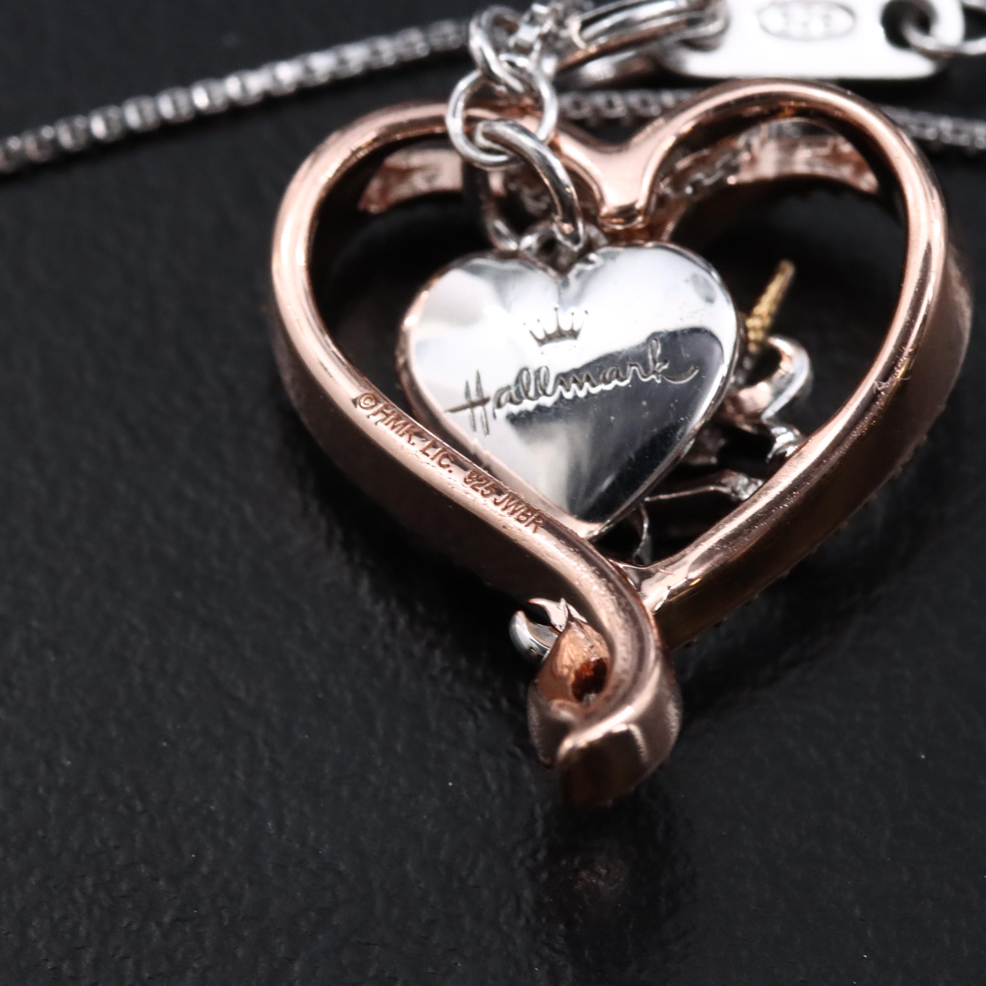 Sterling Diamond Unicorn Heart Pendant Necklace