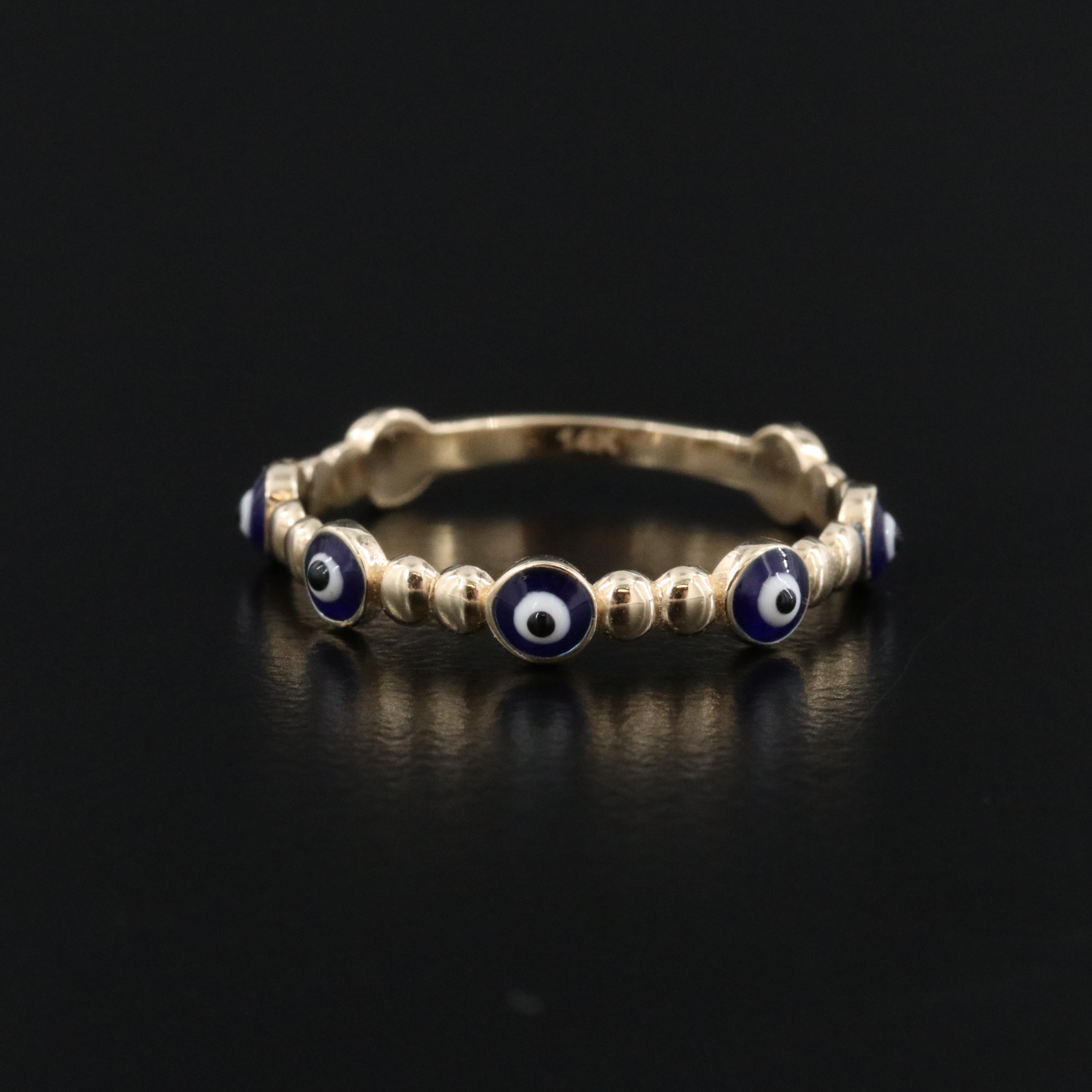 14K Enamel Evil Eye Ring