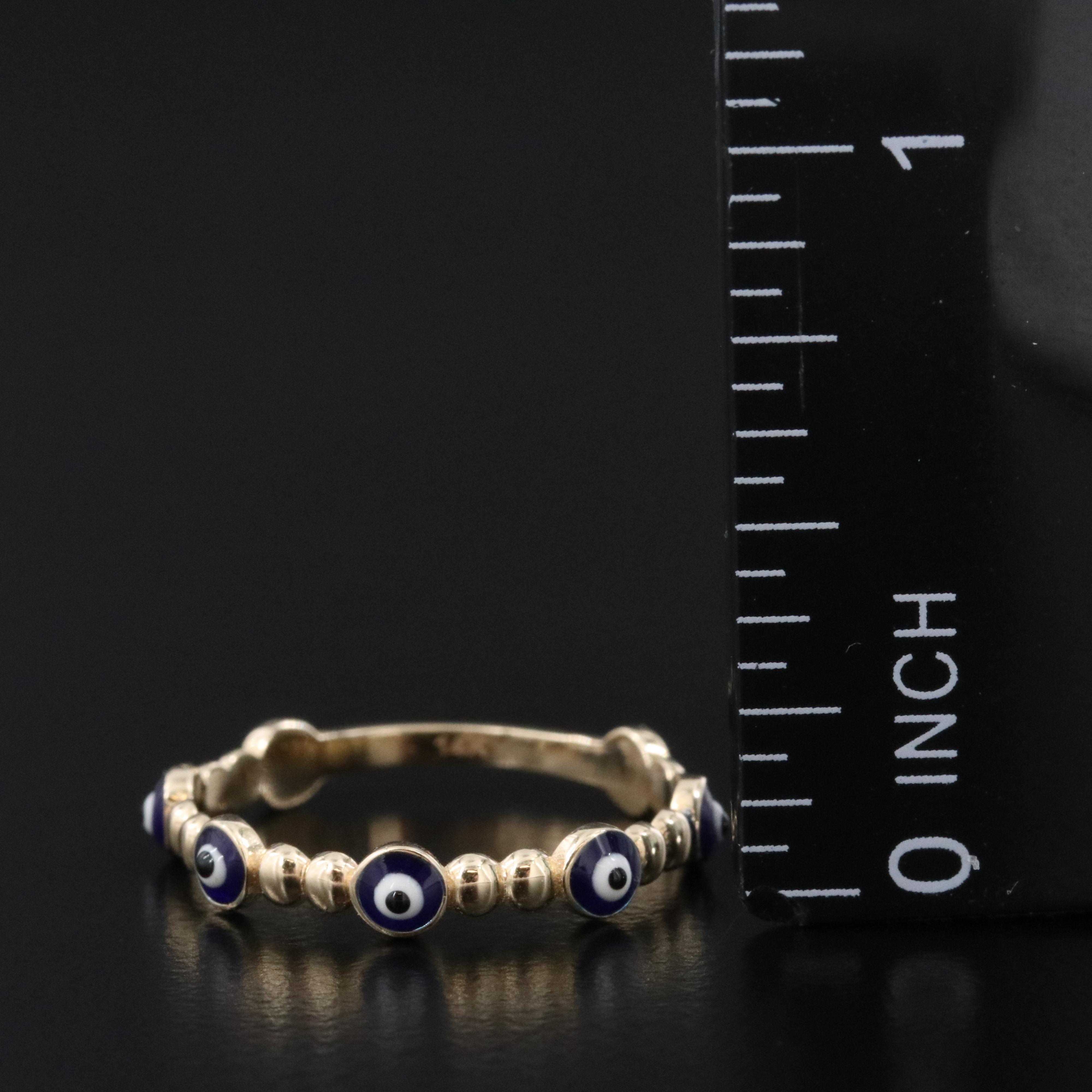 14K Enamel Evil Eye Ring