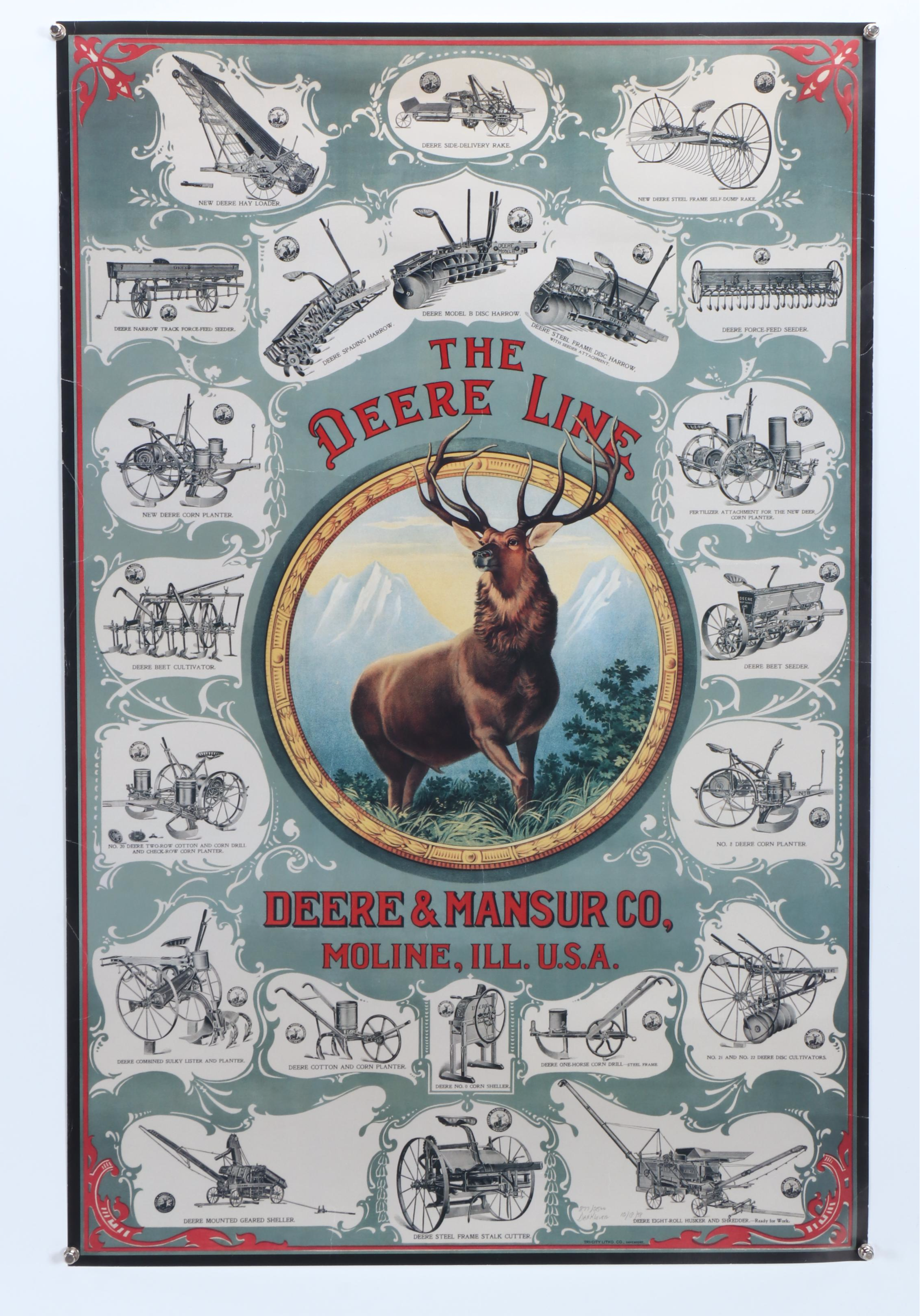 Art Nouveau Proudfoot & Bird Lithograph with Deere & Mansur Co. Lithograph