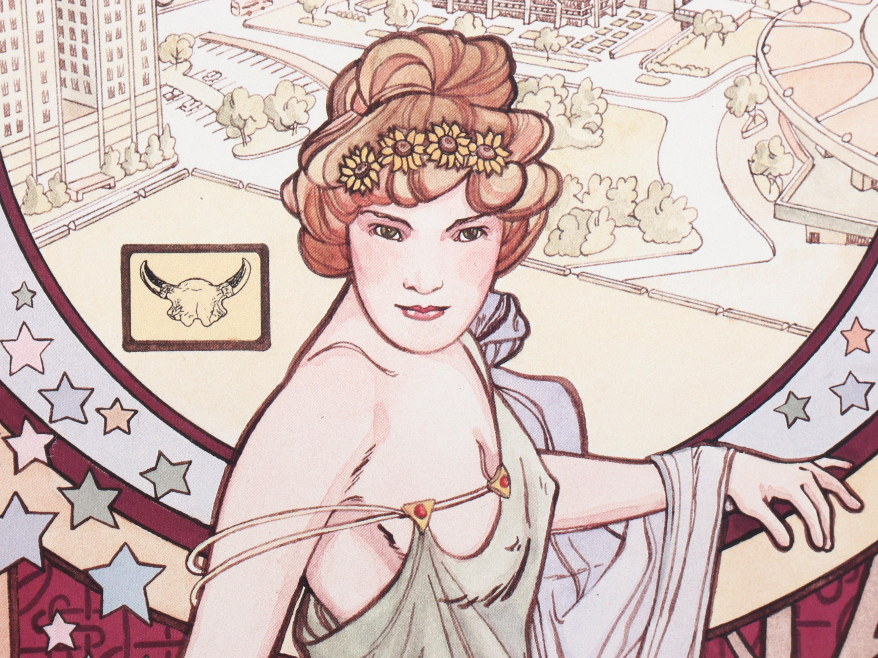 Art Nouveau Proudfoot & Bird Lithograph with Deere & Mansur Co. Lithograph