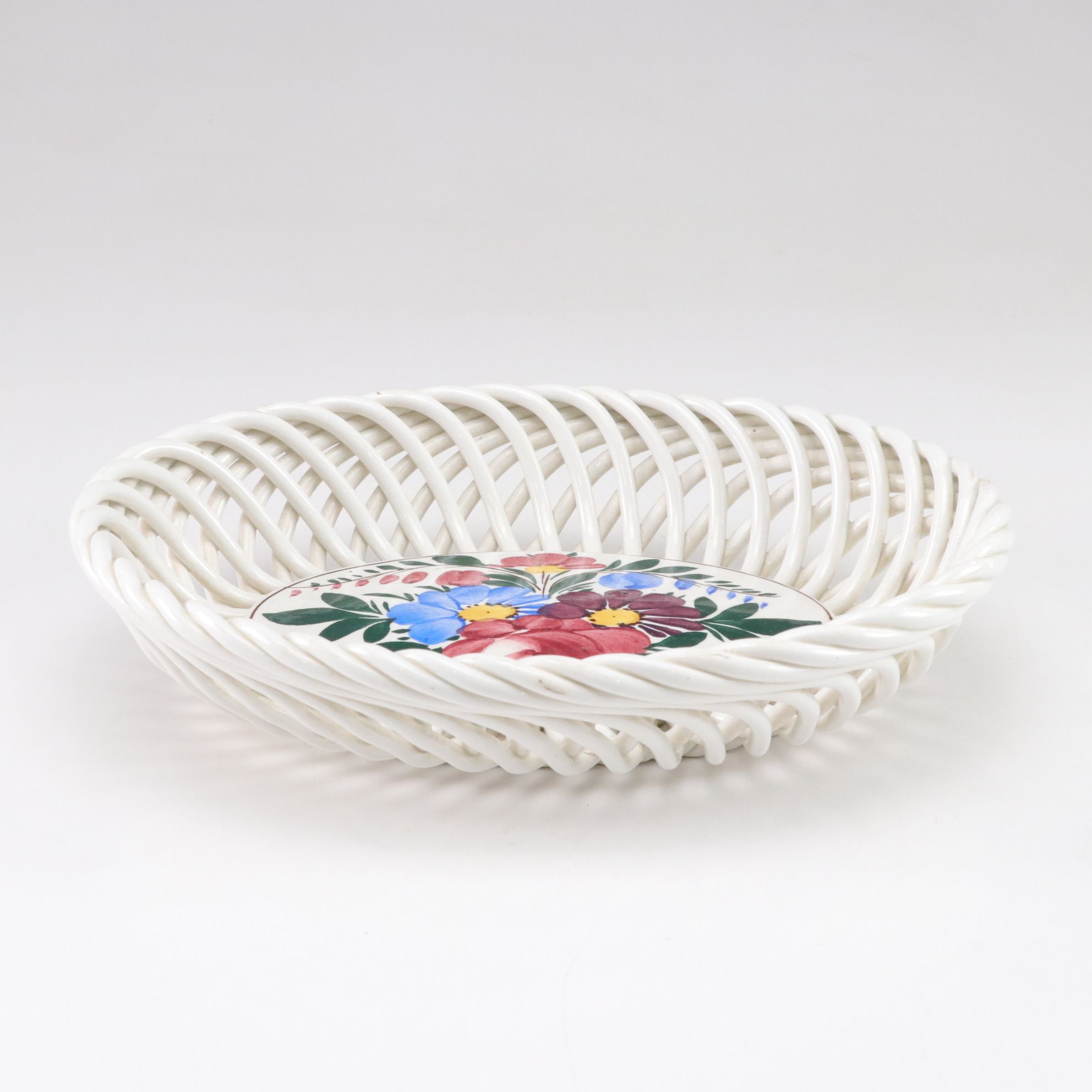 Kispert Hungarian Ceramic Basket with Other European Ceramics, Late 20th Century