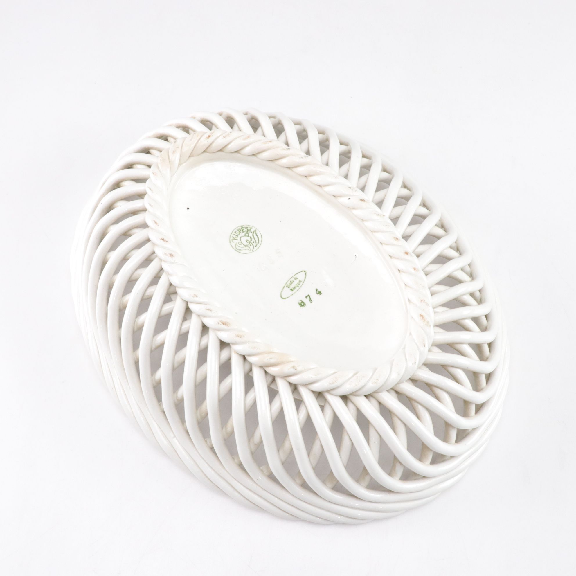 Kispert Hungarian Ceramic Basket with Other European Ceramics, Late 20th Century