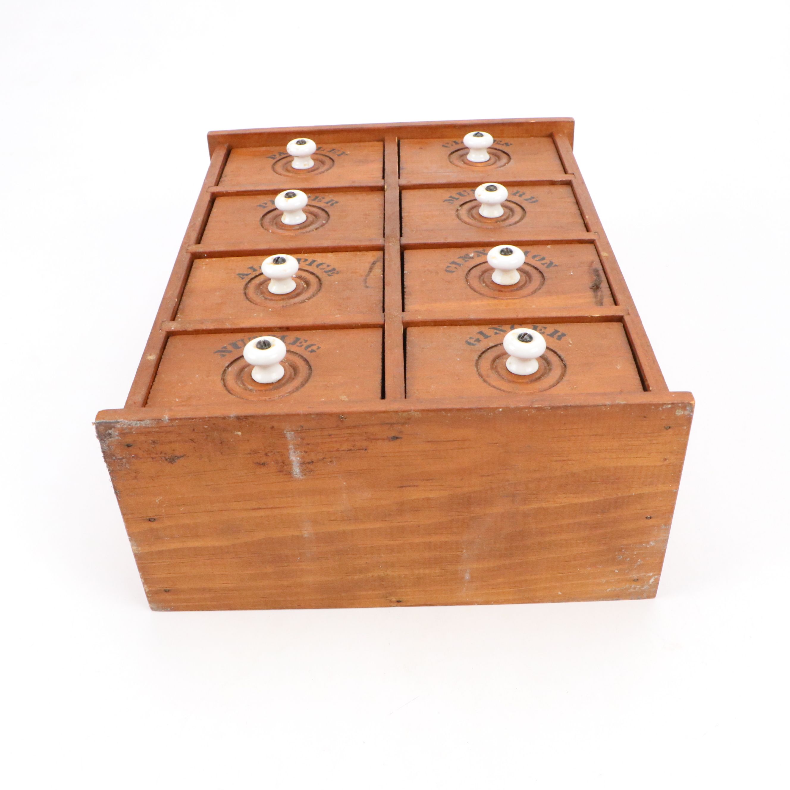 Vintage Wooden Spice Cabinet and Wooden Box