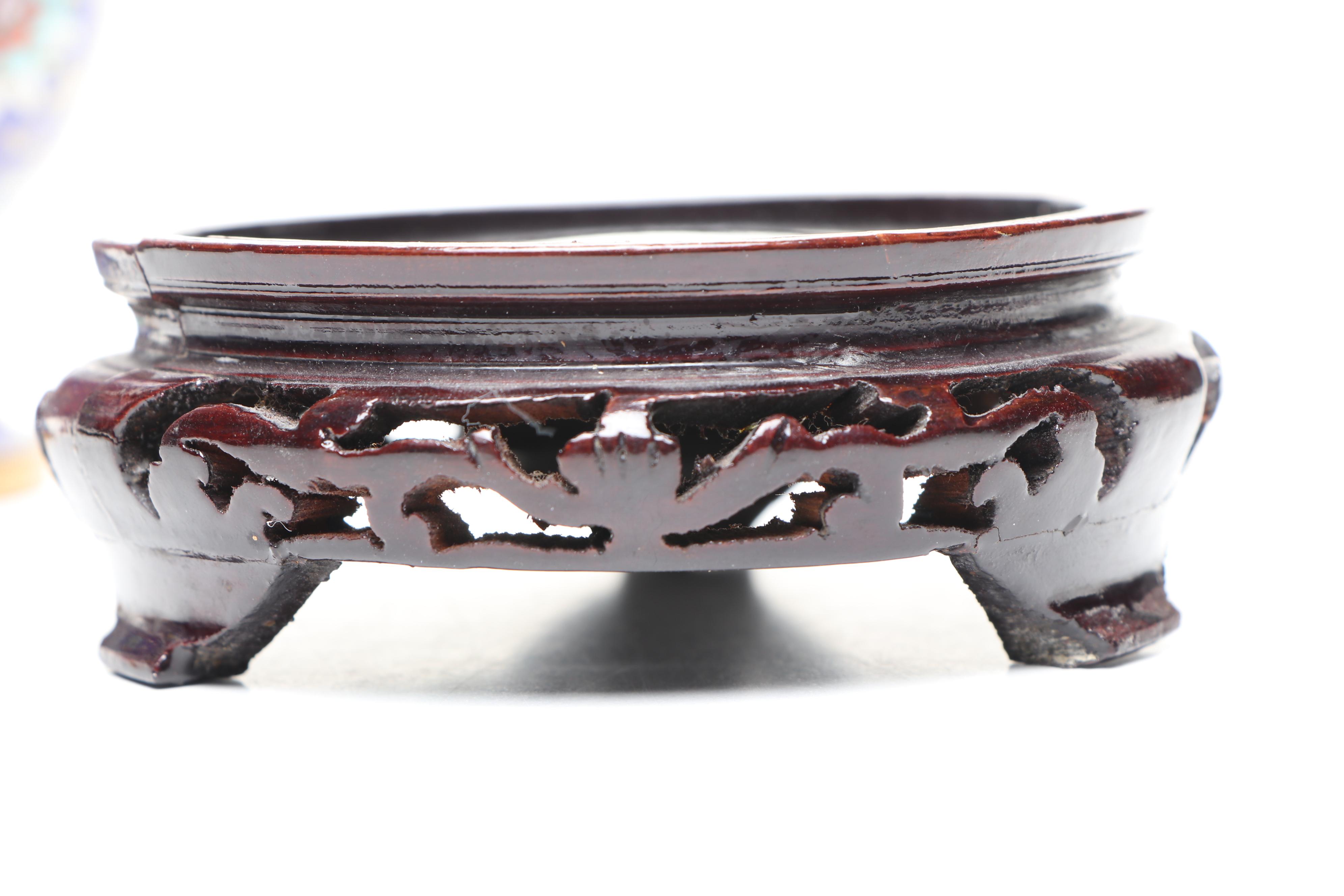 Pair of Chinese Cloisonné Vases with Wood Stands