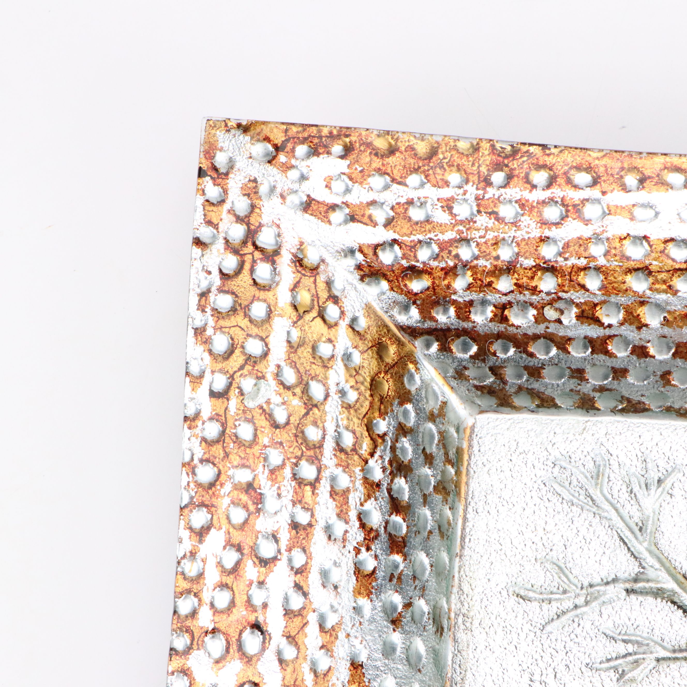 Contemporary Silvered and Bronzed Metal Hammered Metal Dish