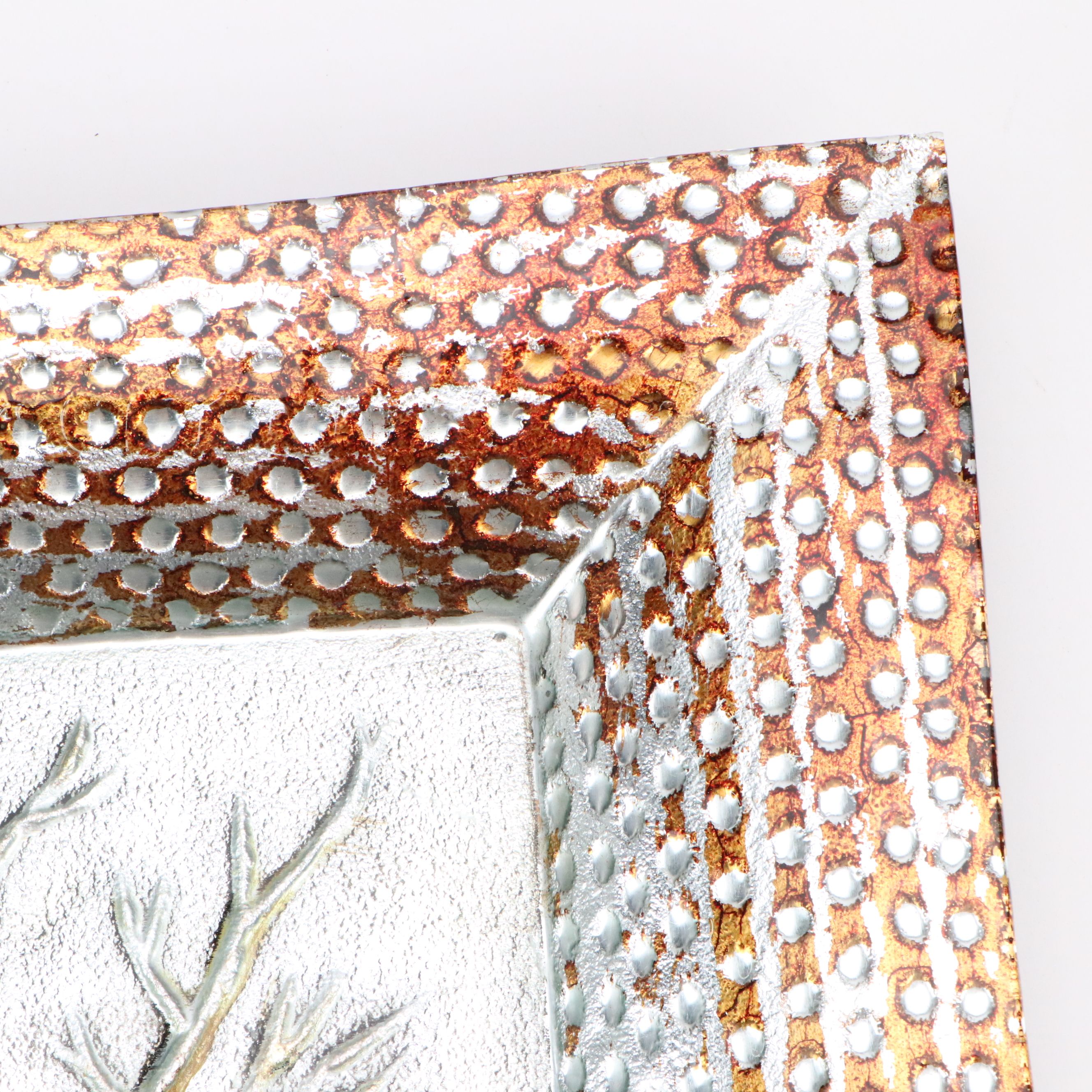 Contemporary Silvered and Bronzed Metal Hammered Metal Dish