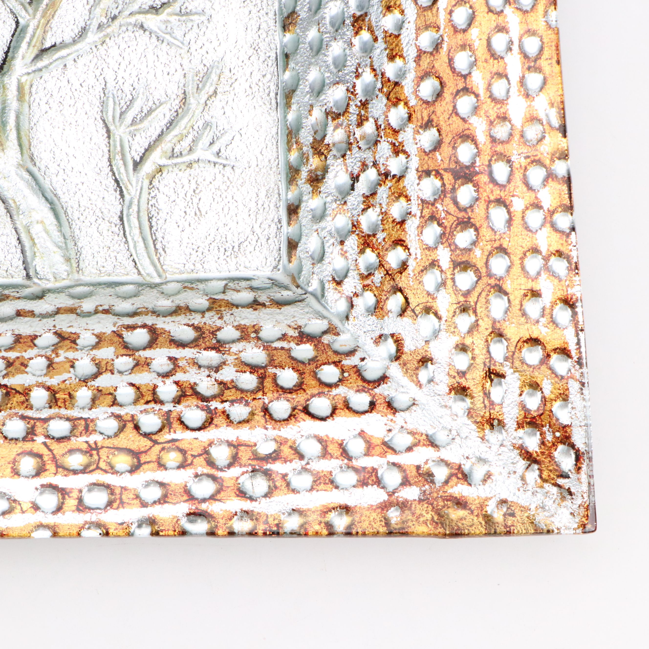 Contemporary Silvered and Bronzed Metal Hammered Metal Dish