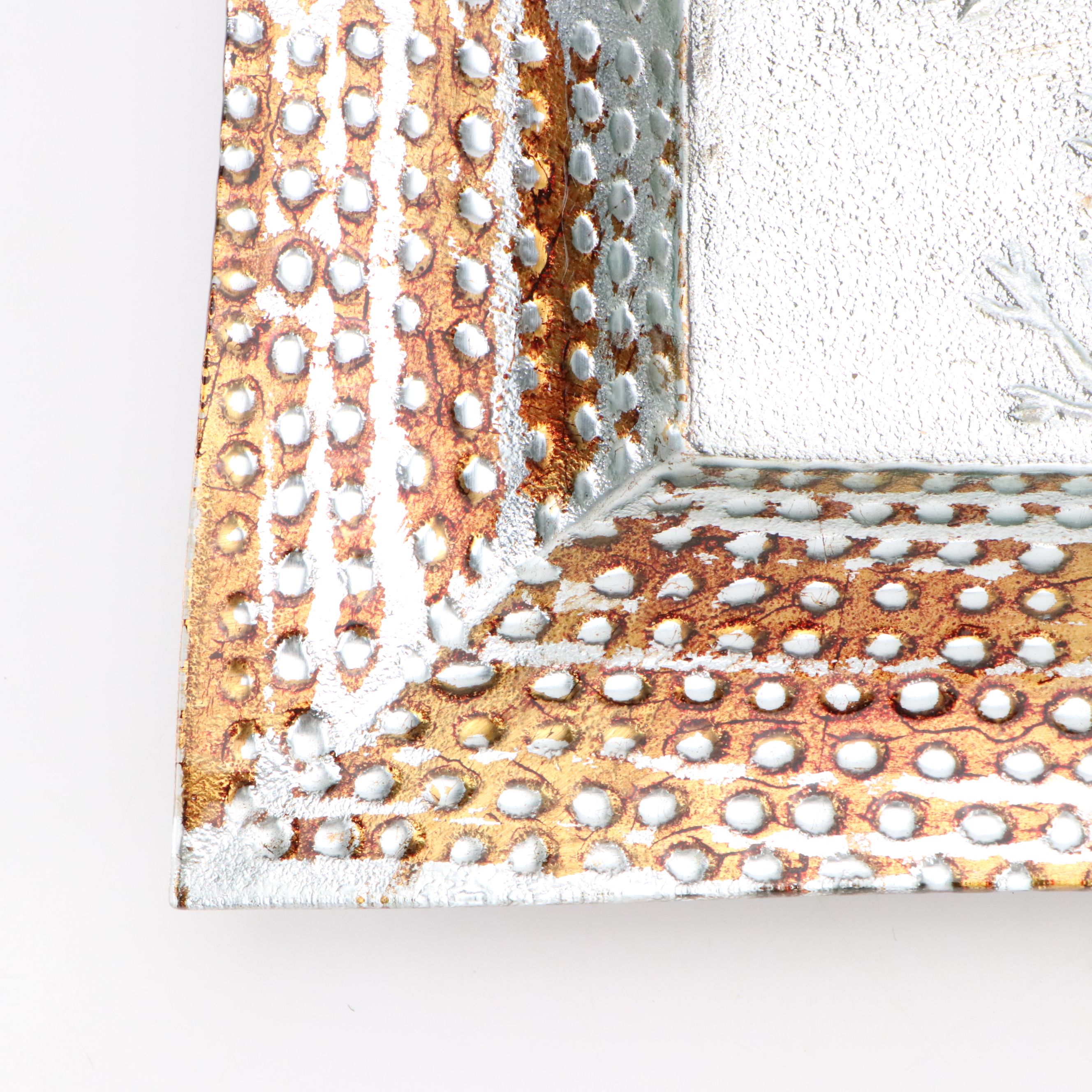 Contemporary Silvered and Bronzed Metal Hammered Metal Dish