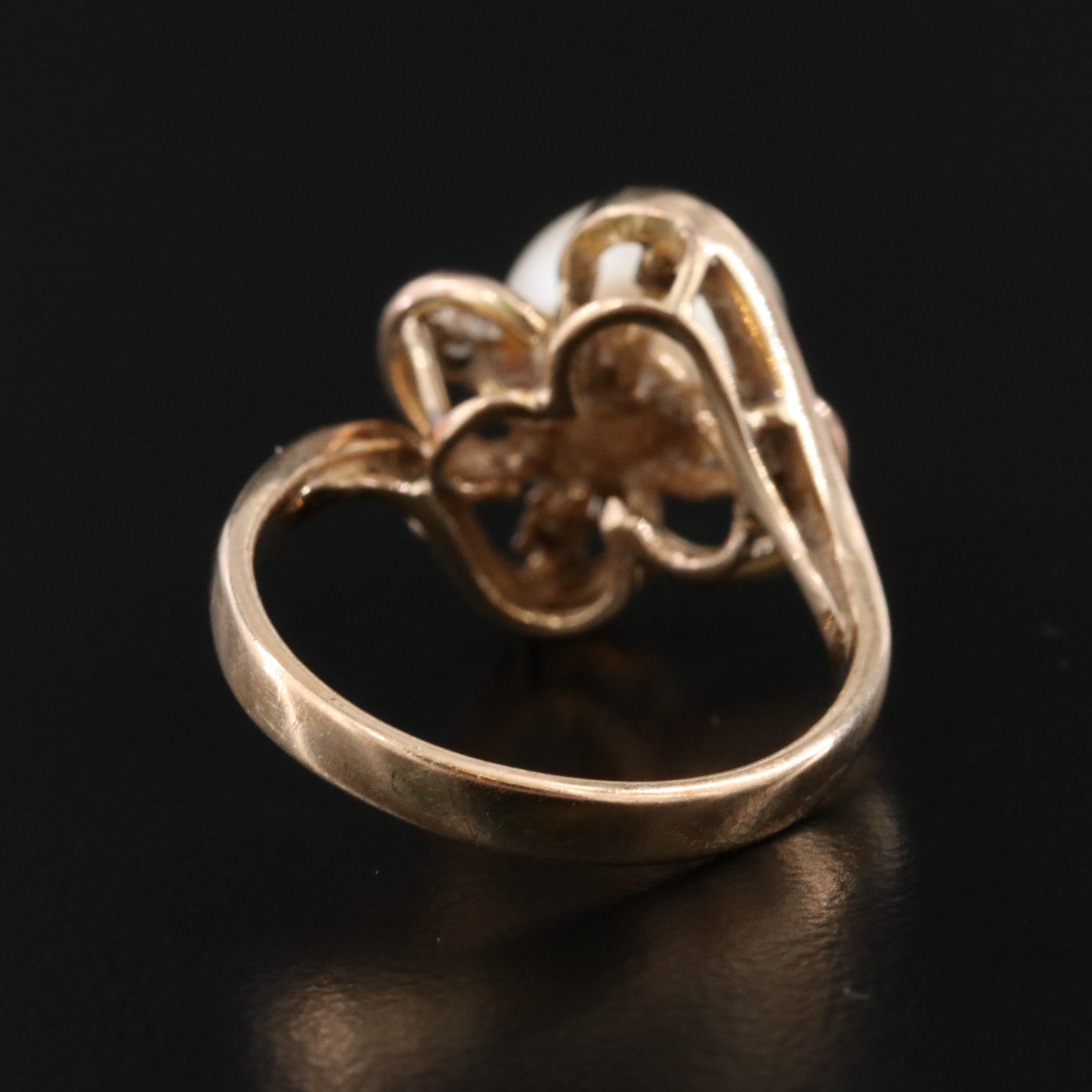 14K Pearl and Diamond Ring