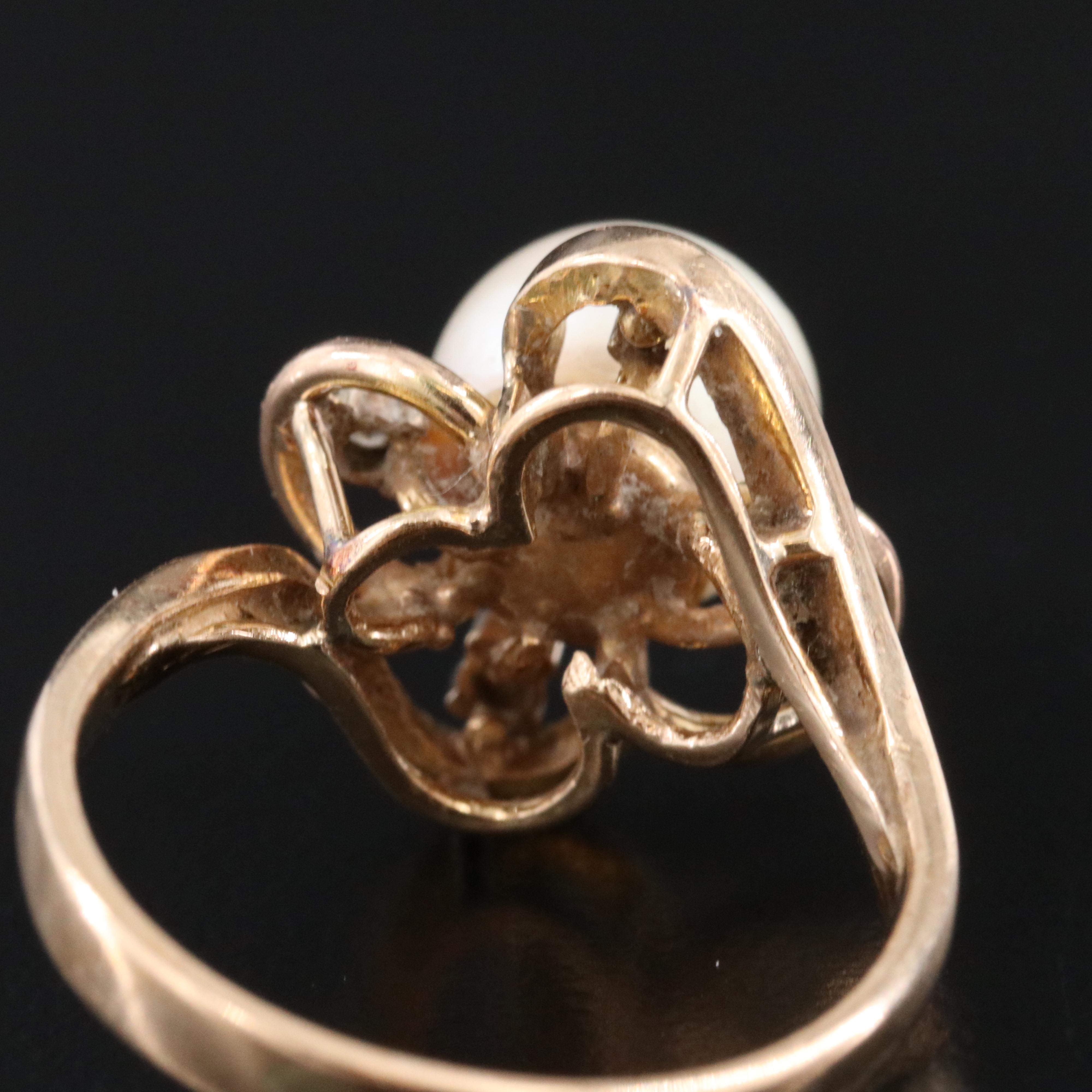 14K Pearl and Diamond Ring