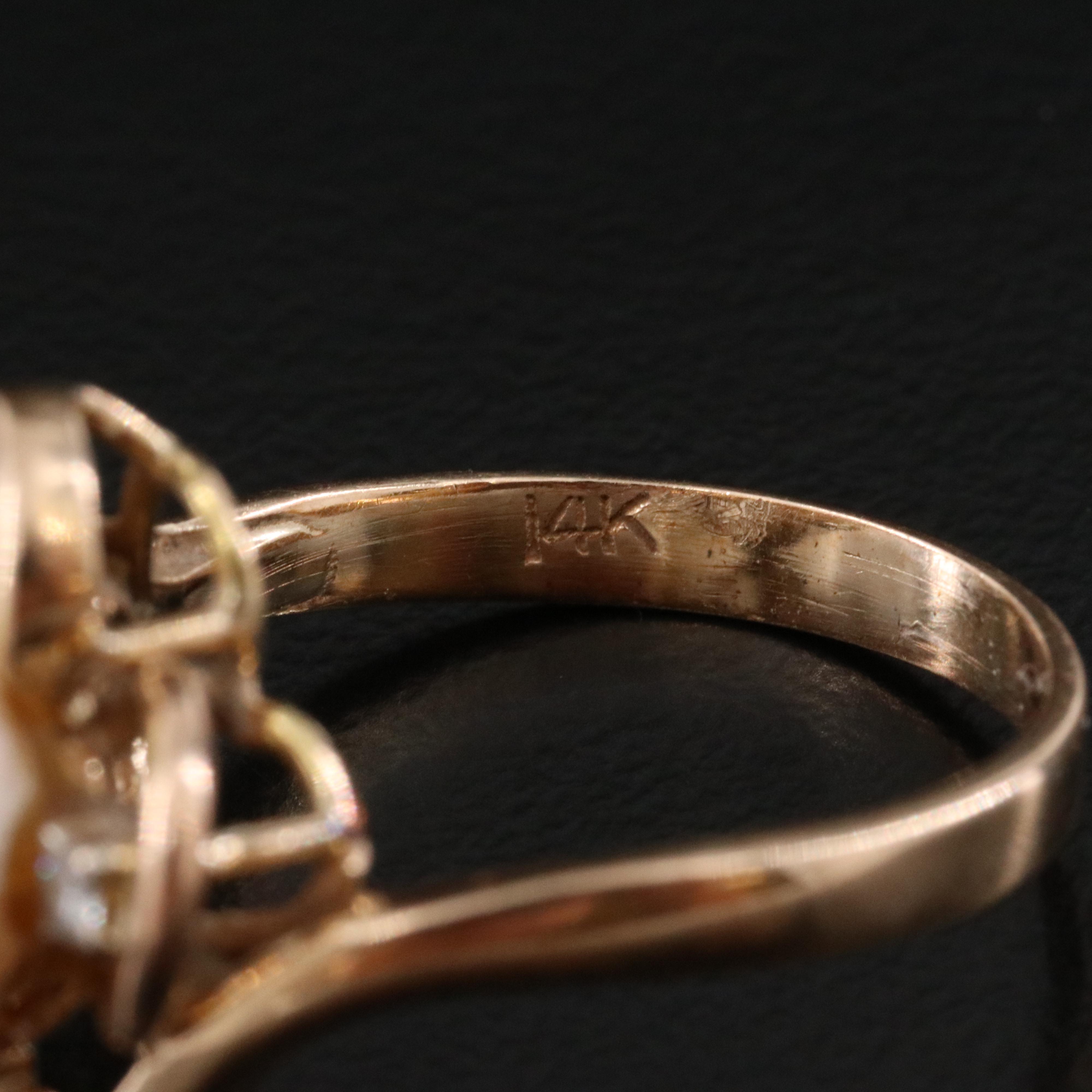 14K Pearl and Diamond Ring