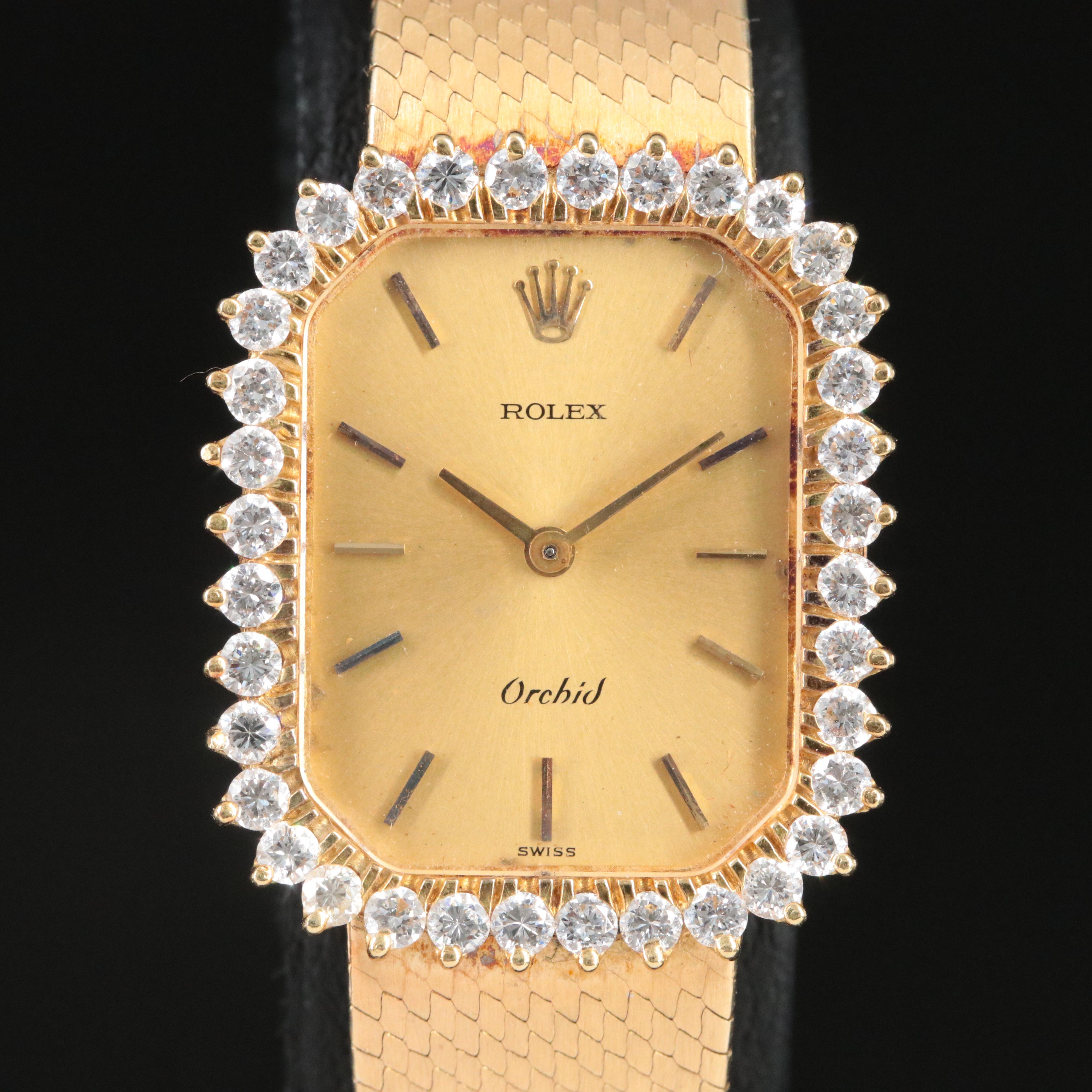 18K 1975 Rolex Orchid Custom Diamond 1.35 CTW Watch