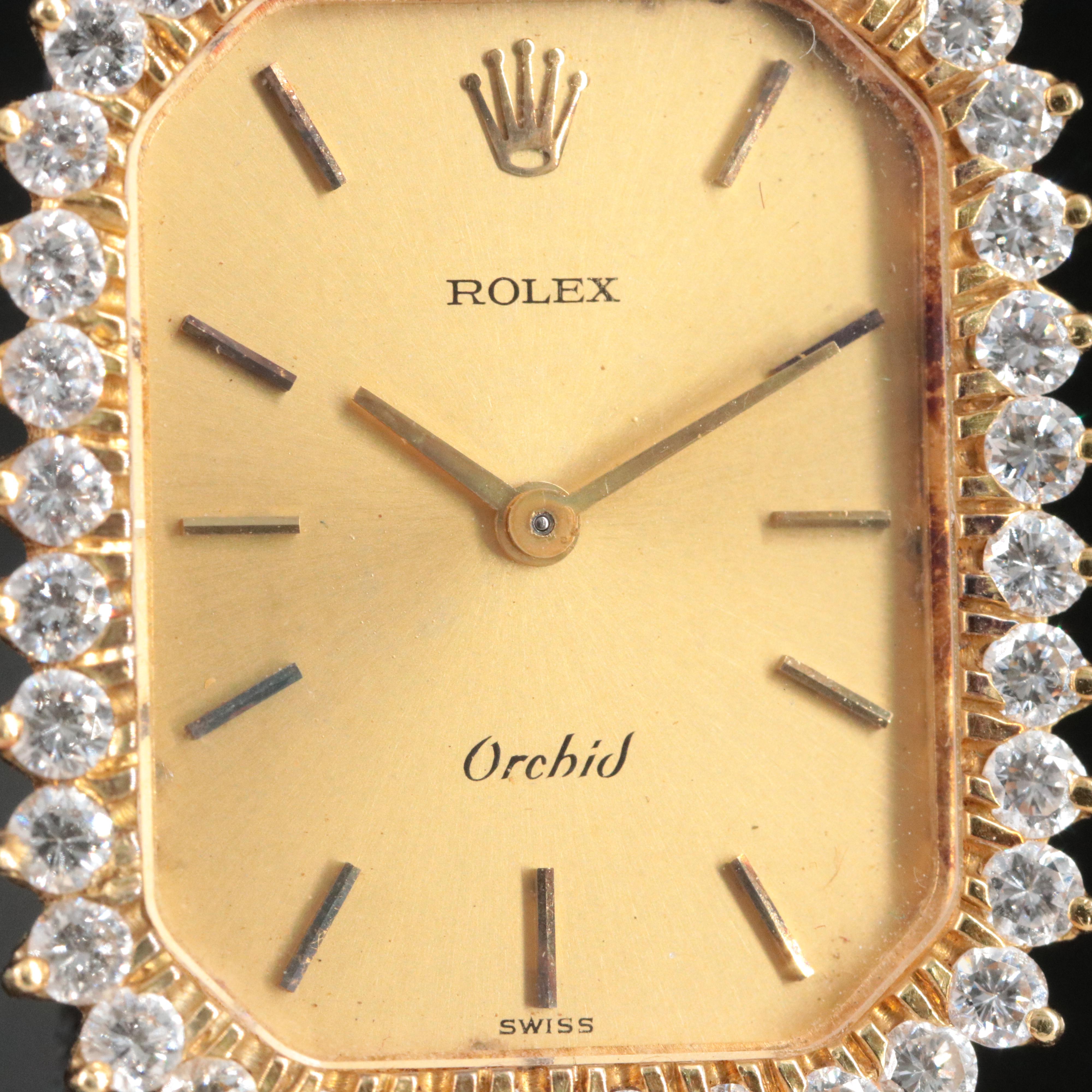 18K 1975 Rolex Orchid Custom Diamond 1.35 CTW Watch