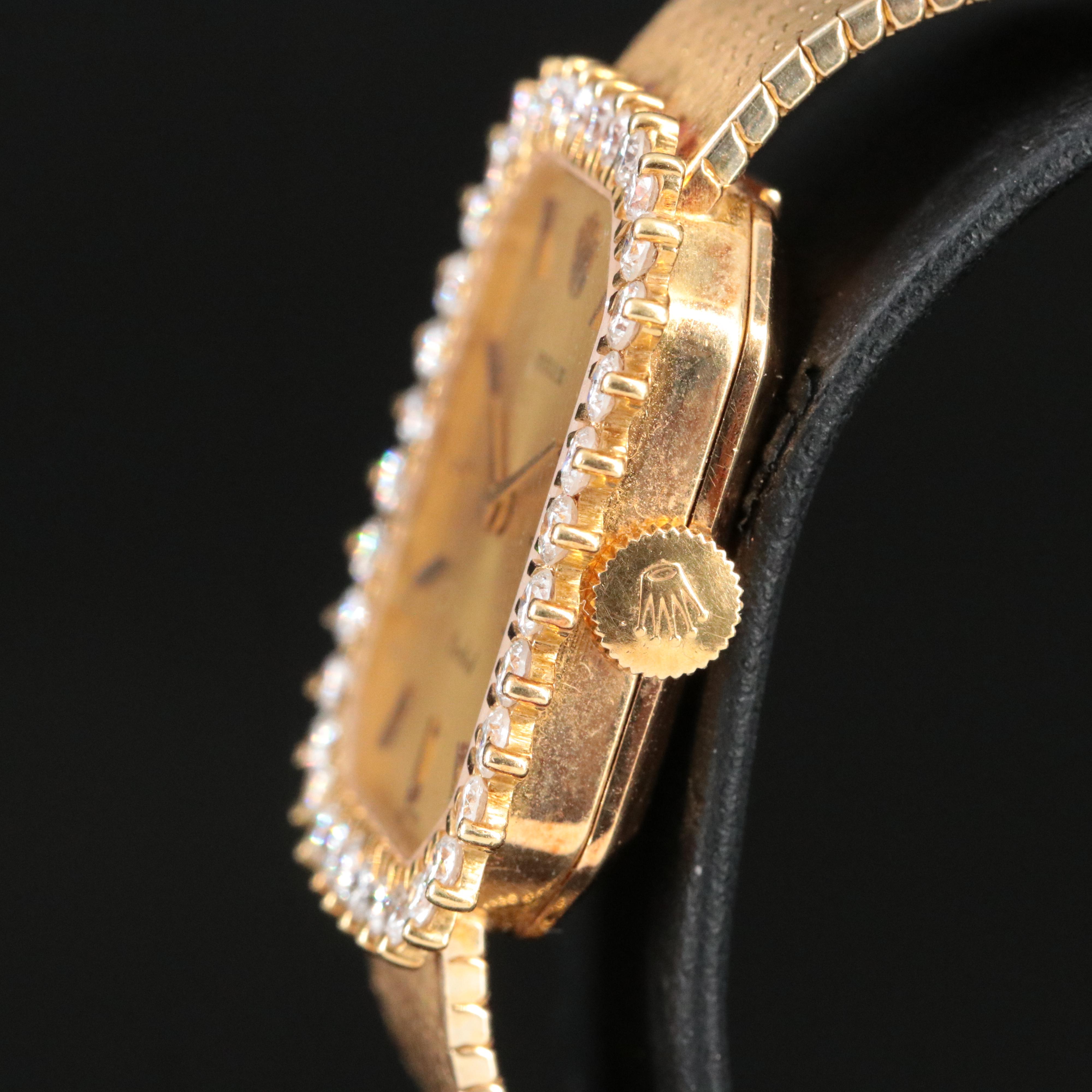 18K 1975 Rolex Orchid Custom Diamond 1.35 CTW Watch