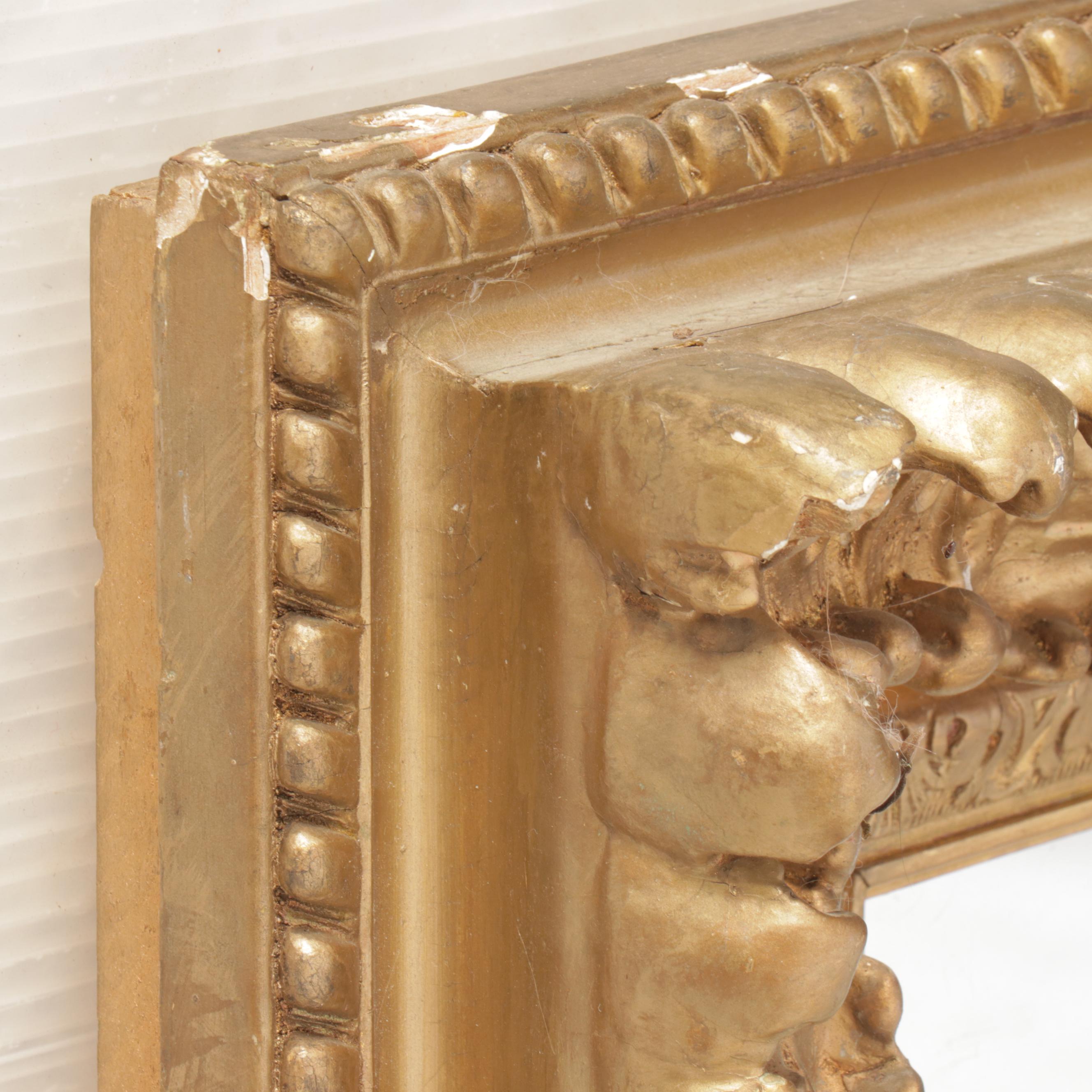 Victorian Style Giltwood and Gesso Acanthus Leaf Wide Frame Wall Mirror
