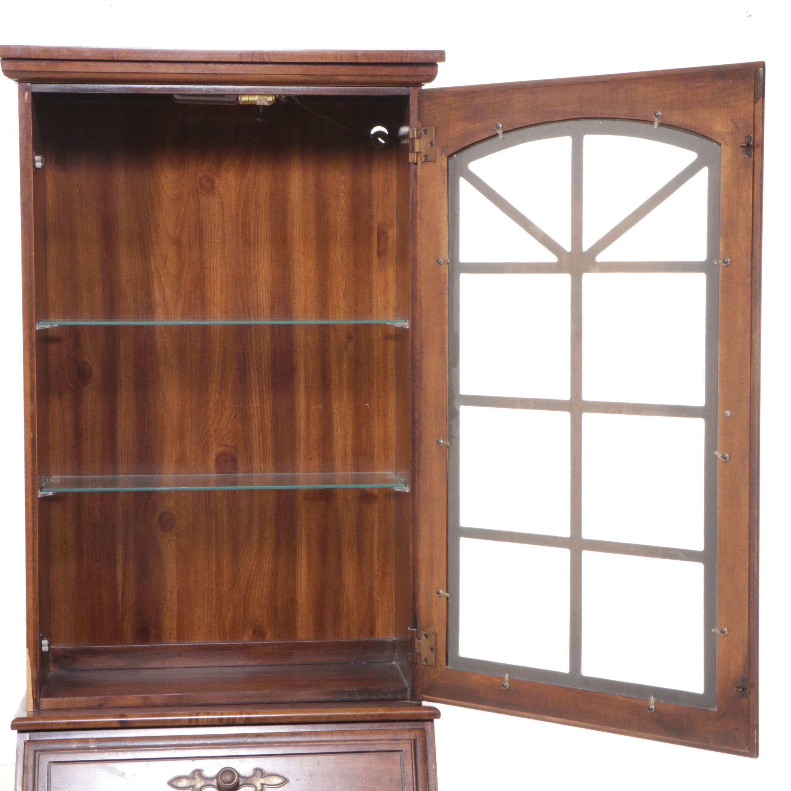 Traditional Style Illuminated Mahogany Slant Front Secretary Desk