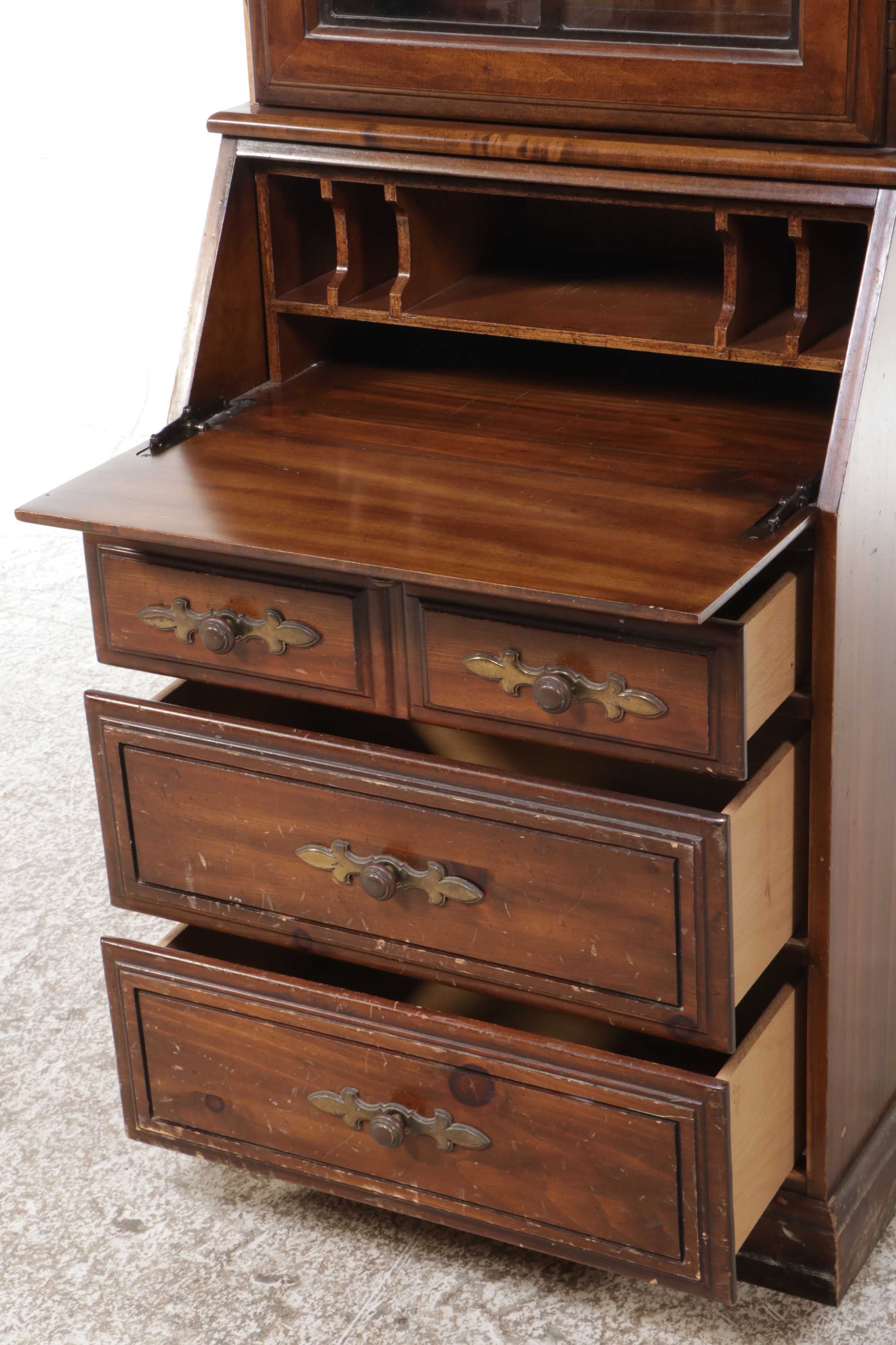 Traditional Style Illuminated Mahogany Slant Front Secretary Desk