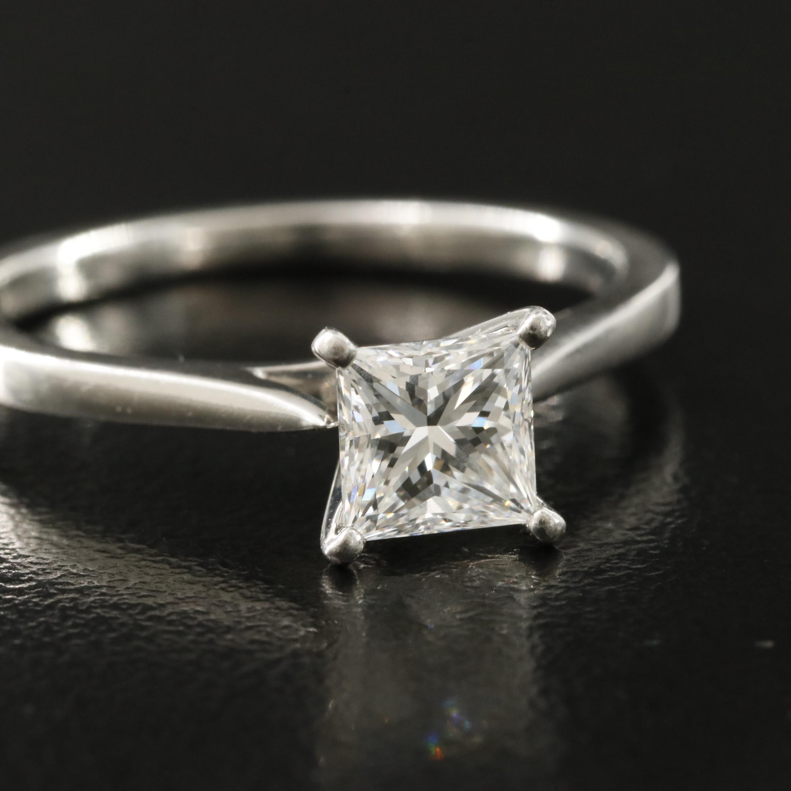 Platinum 1.02 CT Diamond Solitaire Ring with GIA Online Report