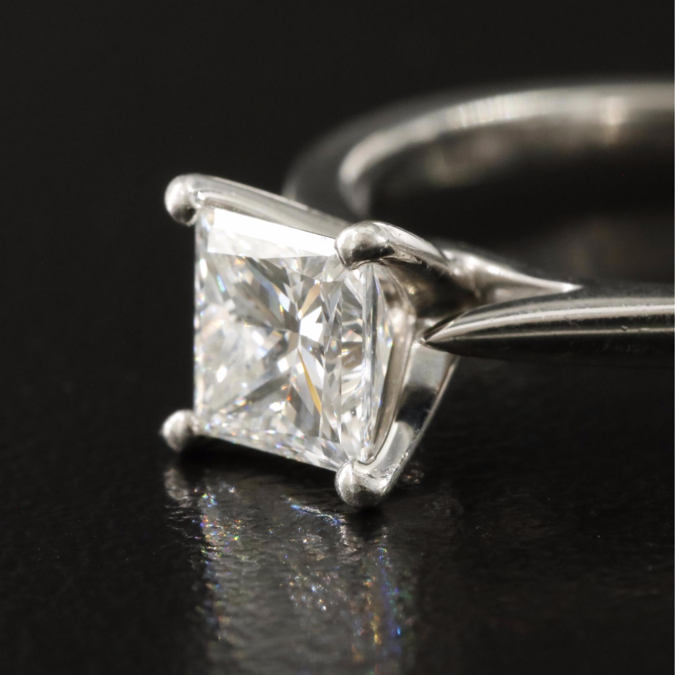 Platinum 1.02 CT Diamond Solitaire Ring with GIA Online Report