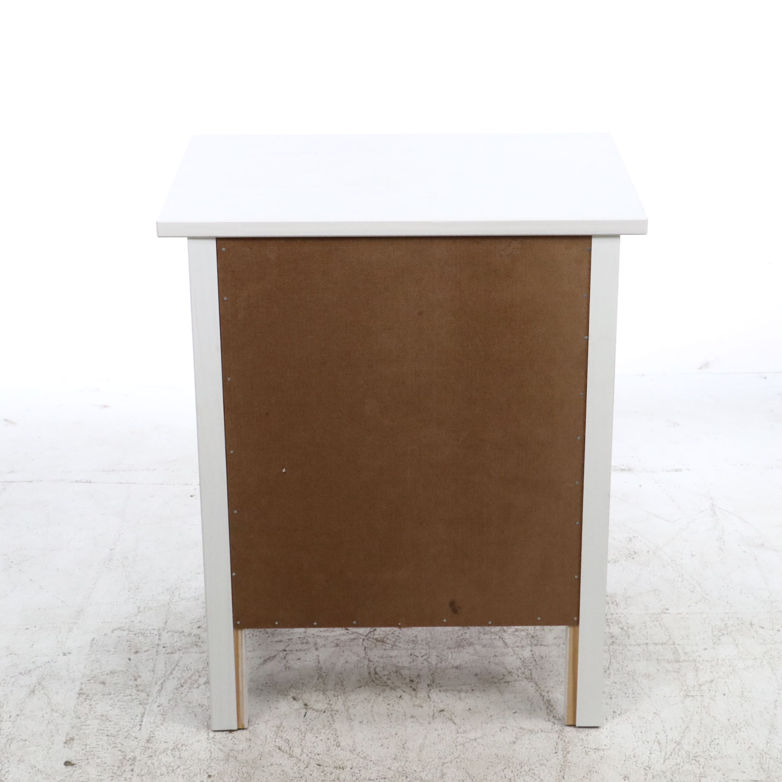 Two-Drawer White Painted Wood Nightstand