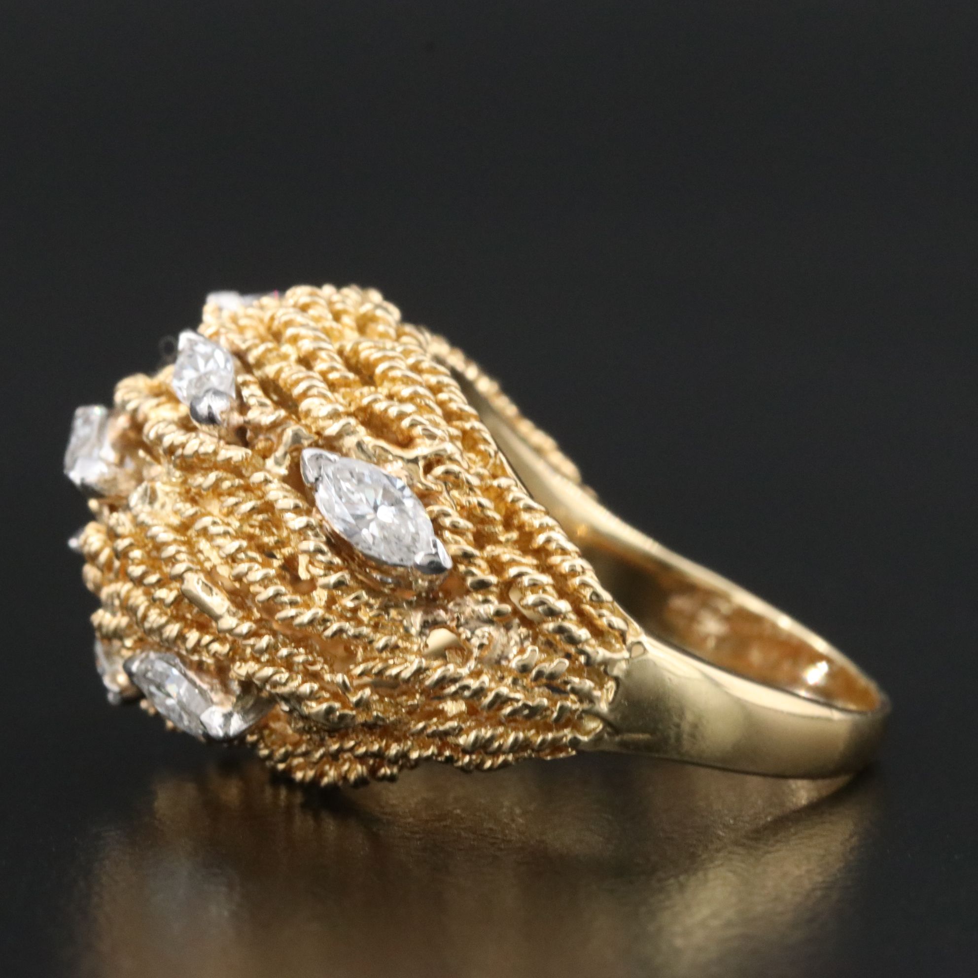 18K 0.96 CTW Diamond Rope Dome Ring