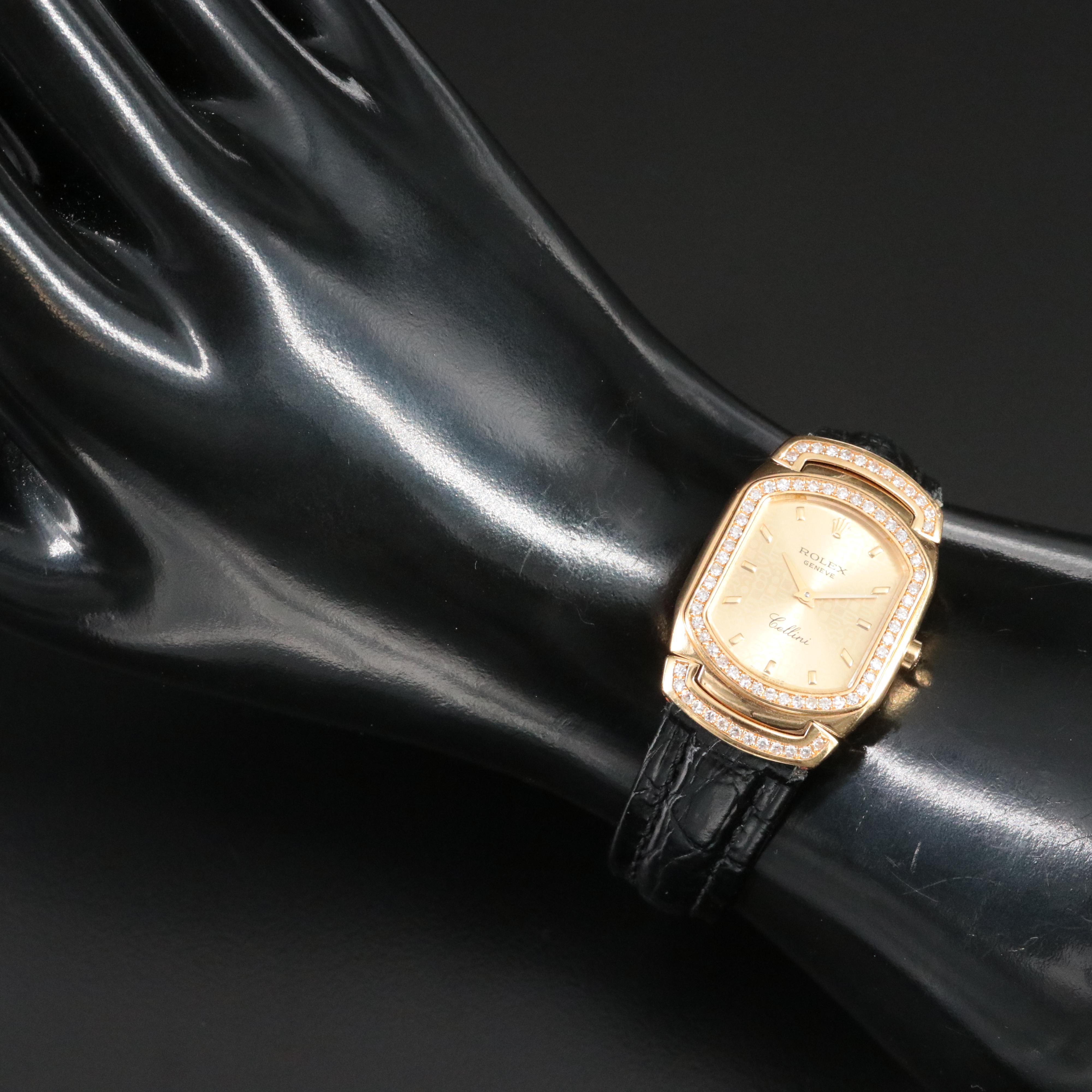1991 Rolex Cellini 6631 Custom Diamond Quartz Watch