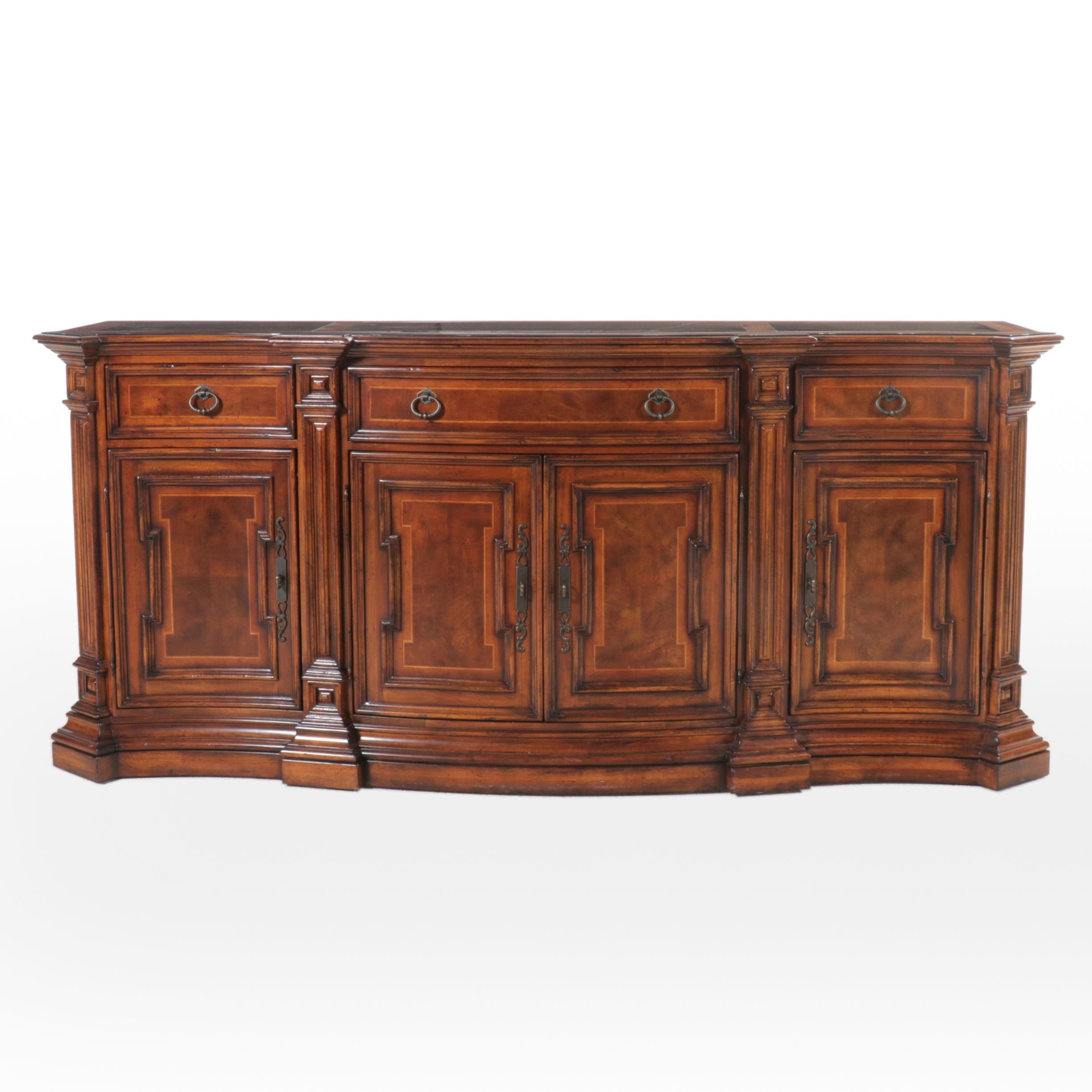 Fine Furniture Mahogany Credenza with Marble Inlay Top