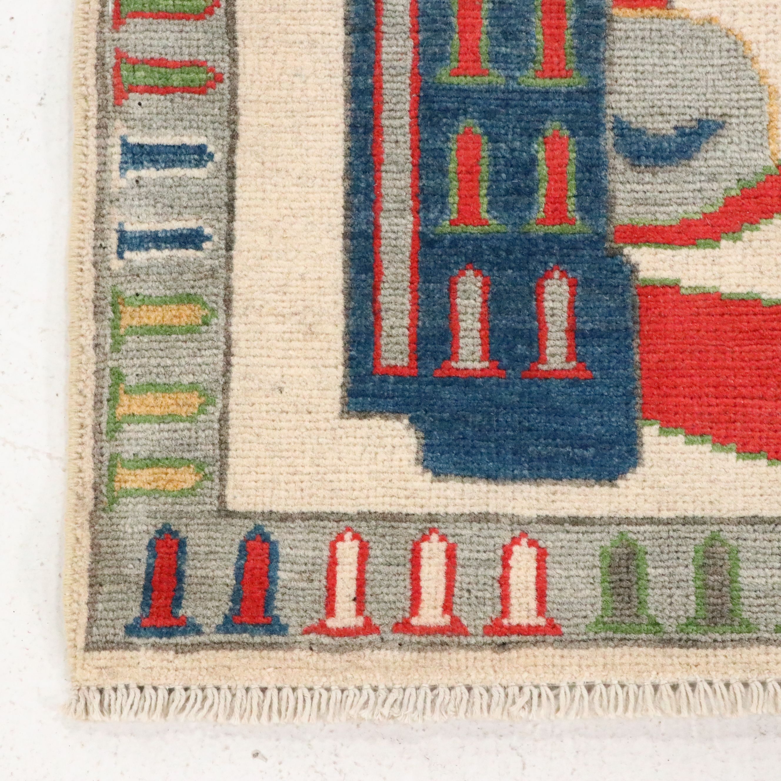 4'1 x 6' Hand-Knotted Afghan Pictorial War Area Rug