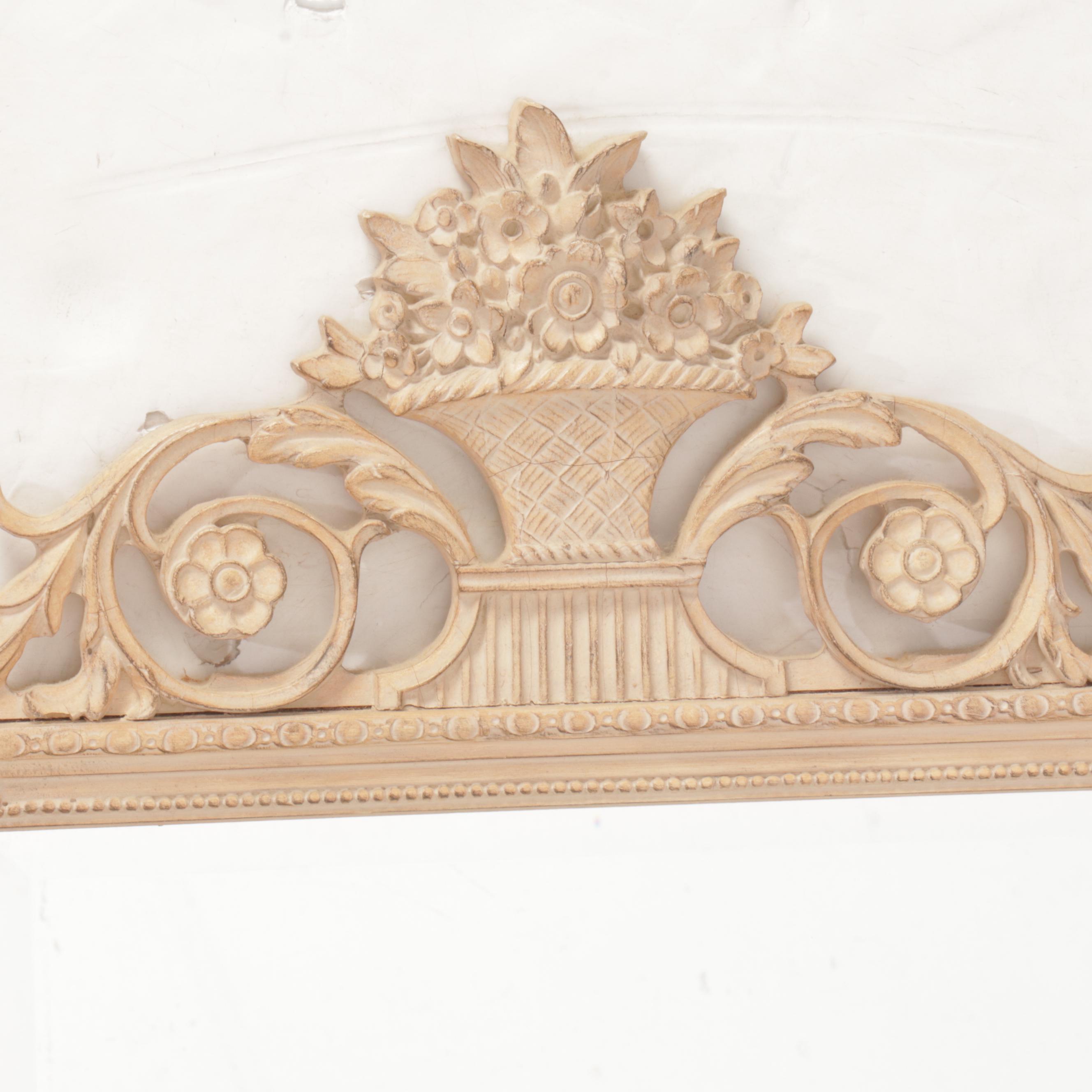 Friedman Brothers Gustavian Style Distressed Wood Wall Mirror, Late 20th Century