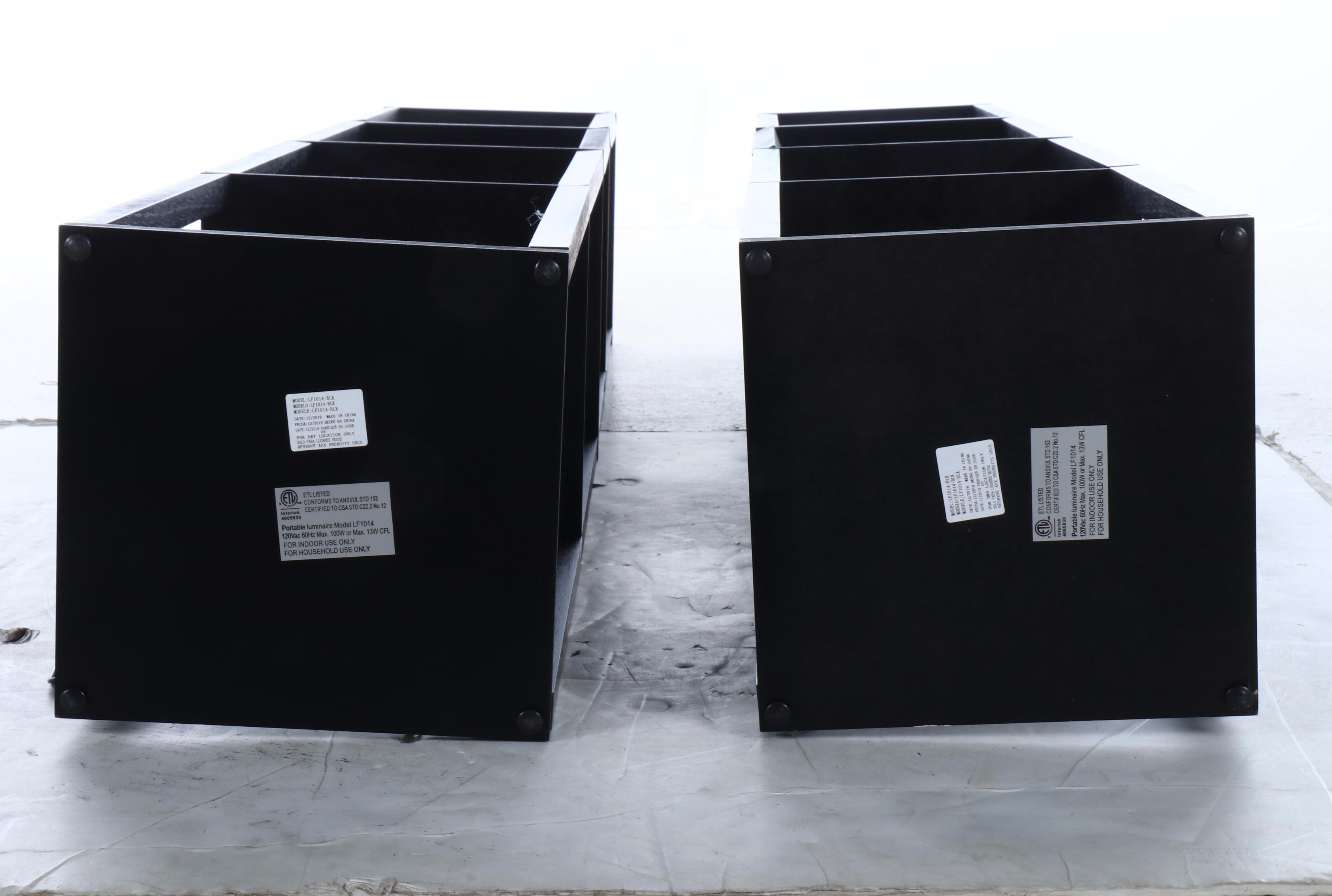 Contemporary Black Wooden Shelf Floor Lamp