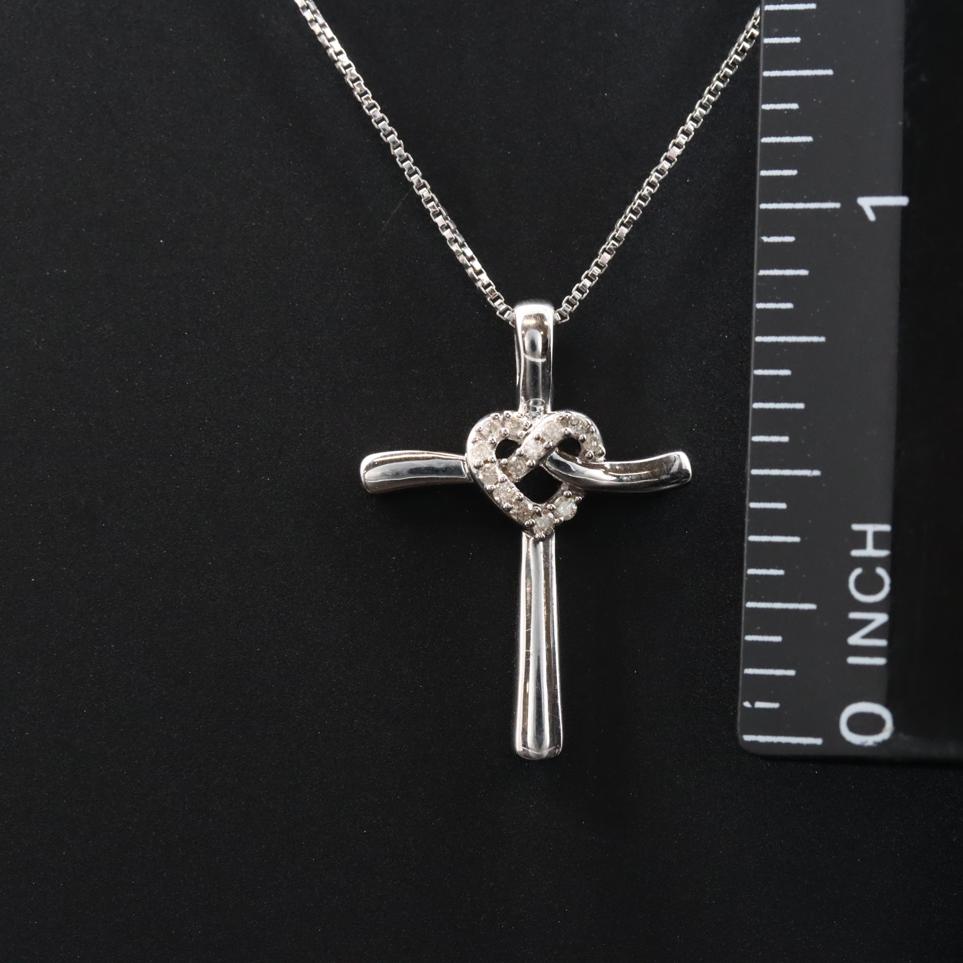 Sterling Diamond Cross Pendant Necklace