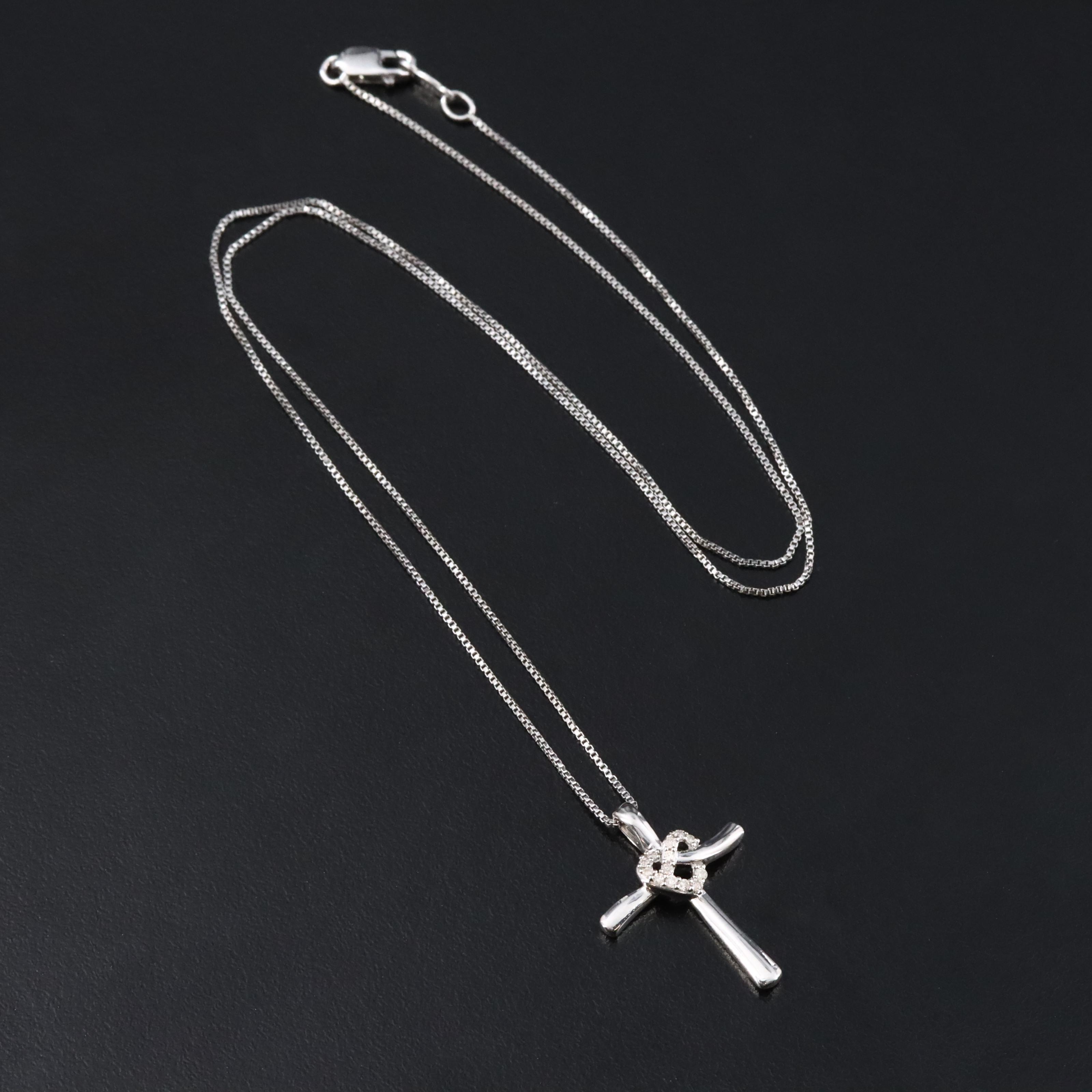 Sterling Diamond Cross Pendant Necklace
