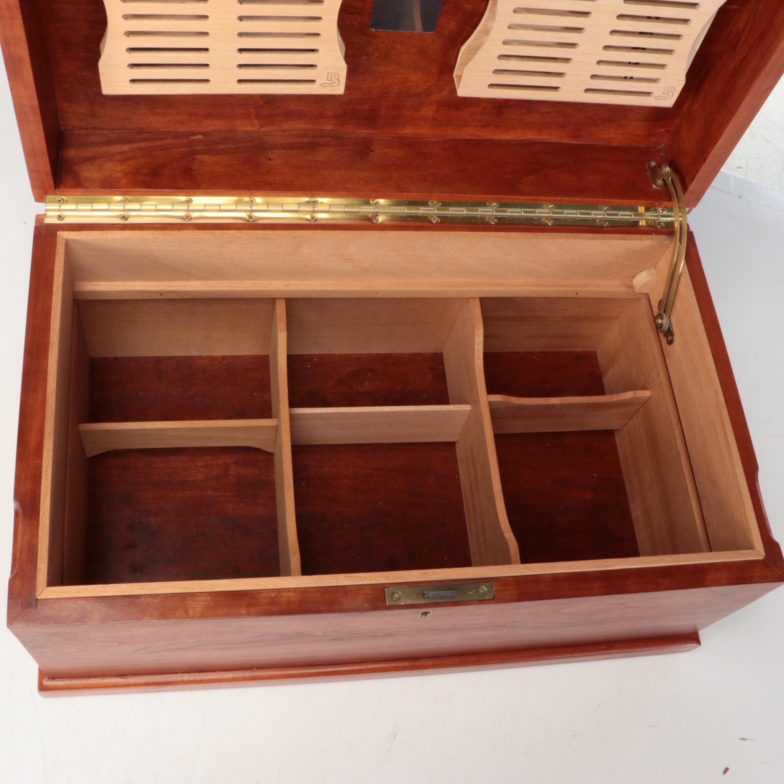Mahogany Finish and Cedar Humidor Chest with Boveda Humidity Controllers