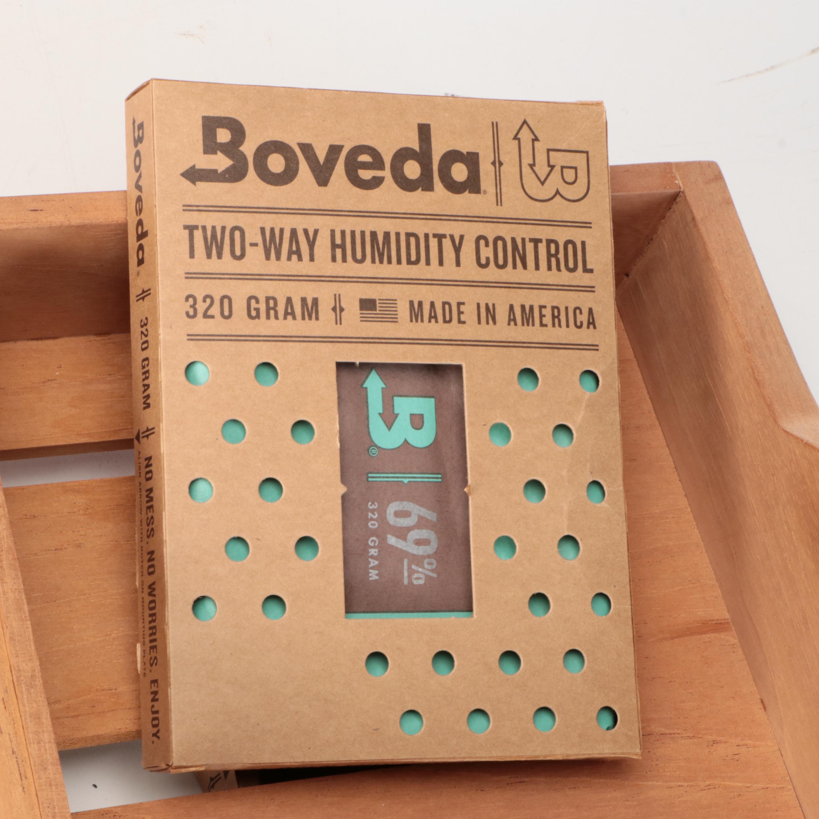 Mahogany Finish and Cedar Humidor Chest with Boveda Humidity Controllers