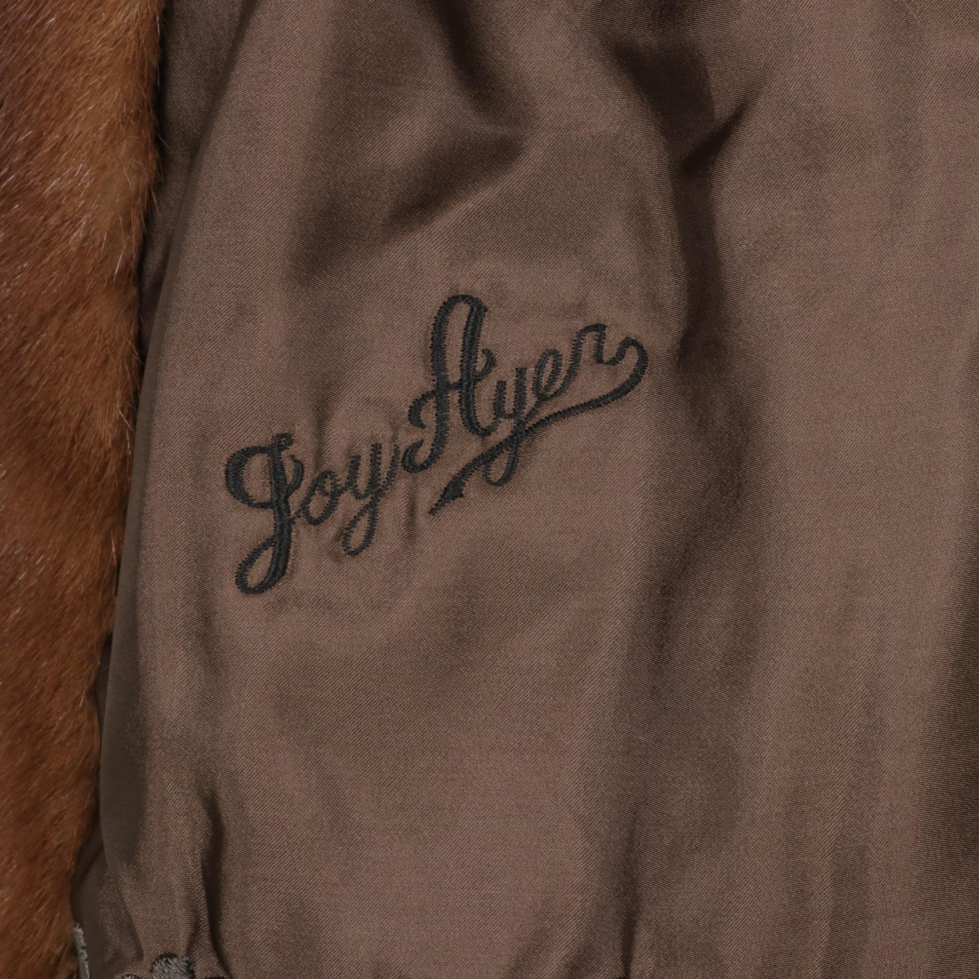 Sable Fur Collar on Chestnut Mink Fur Stroller with Leather Belt by Stewart's