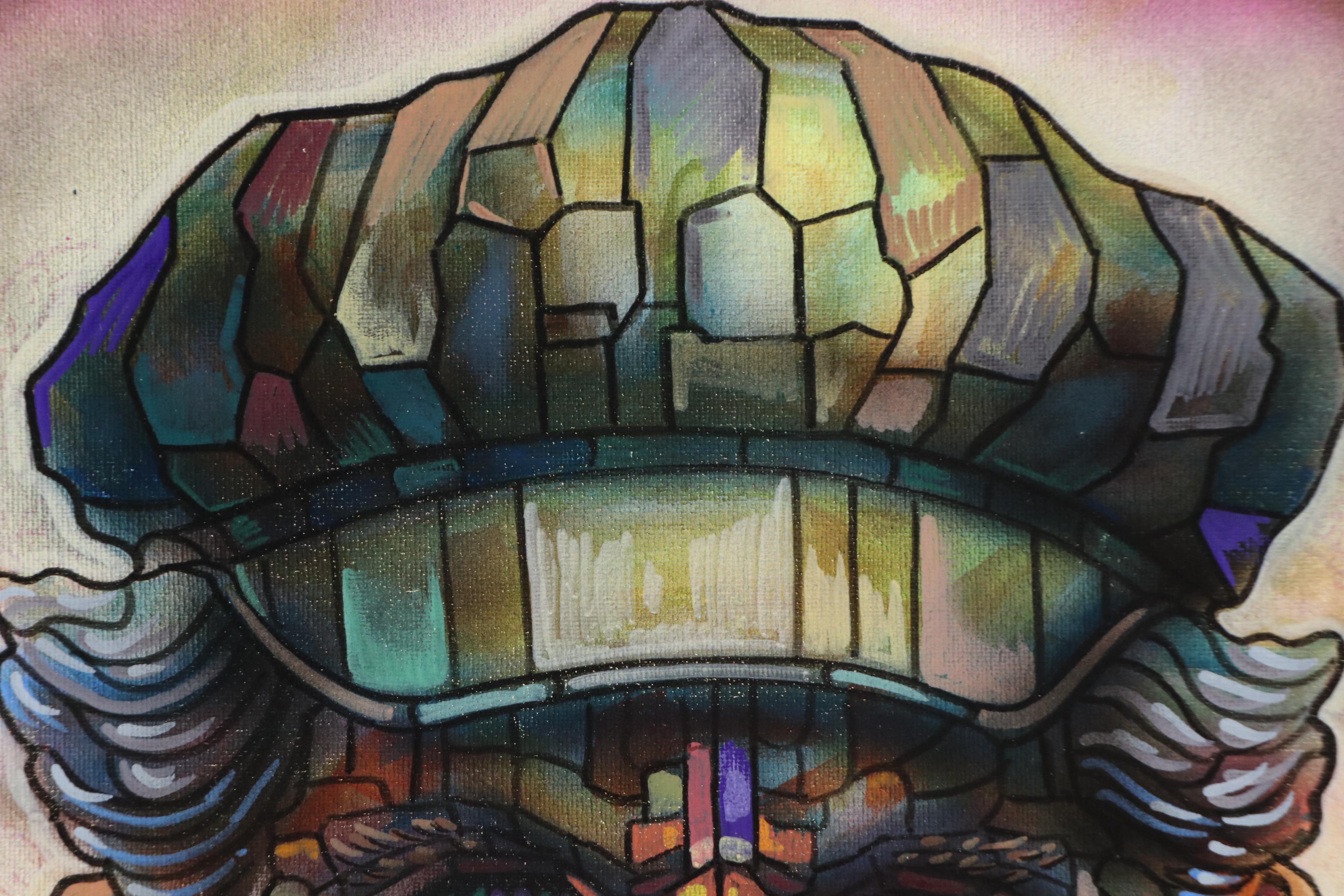 Ricardo Maya Stylized Acrylic Portrait, 21st Century