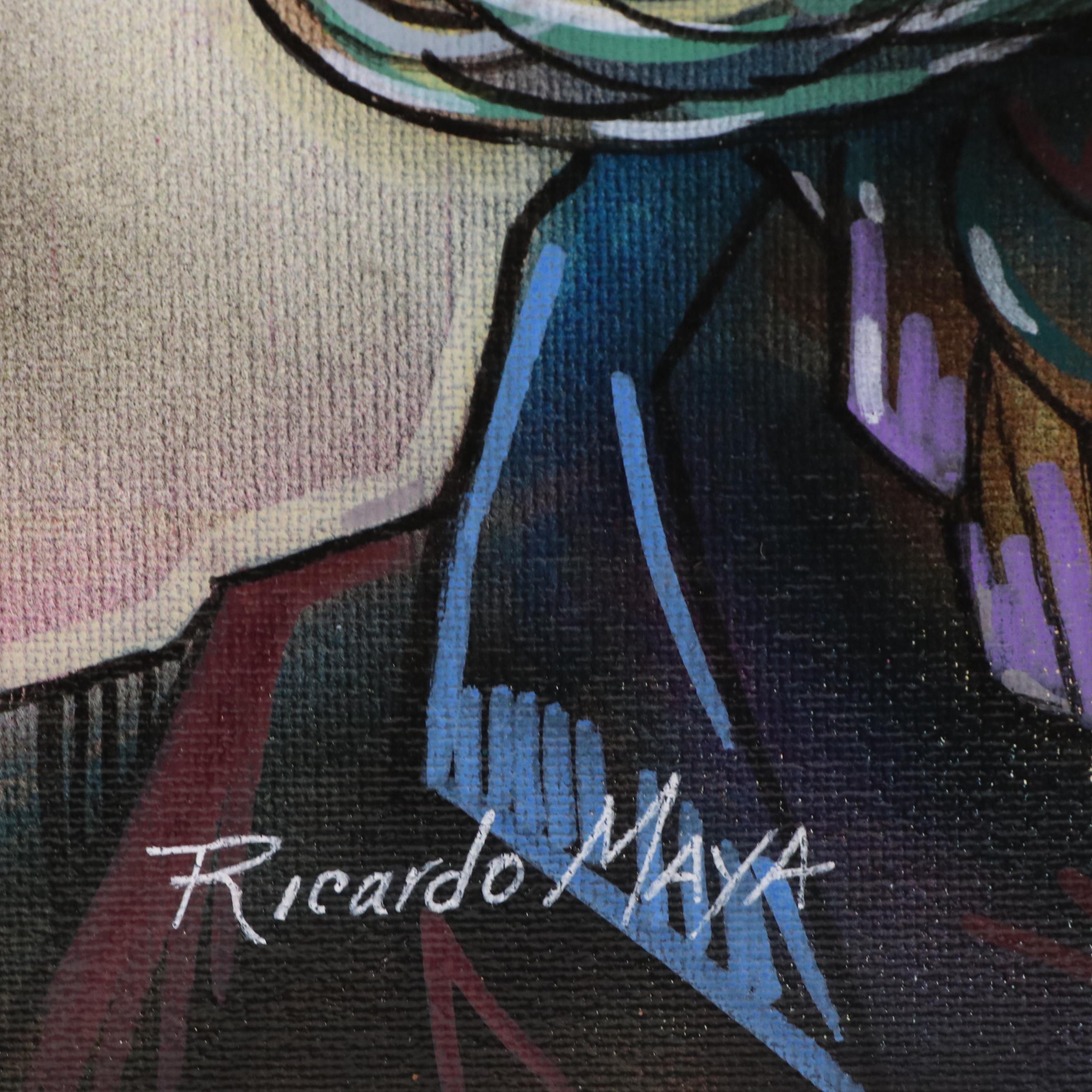 Ricardo Maya Stylized Acrylic Portrait, 21st Century