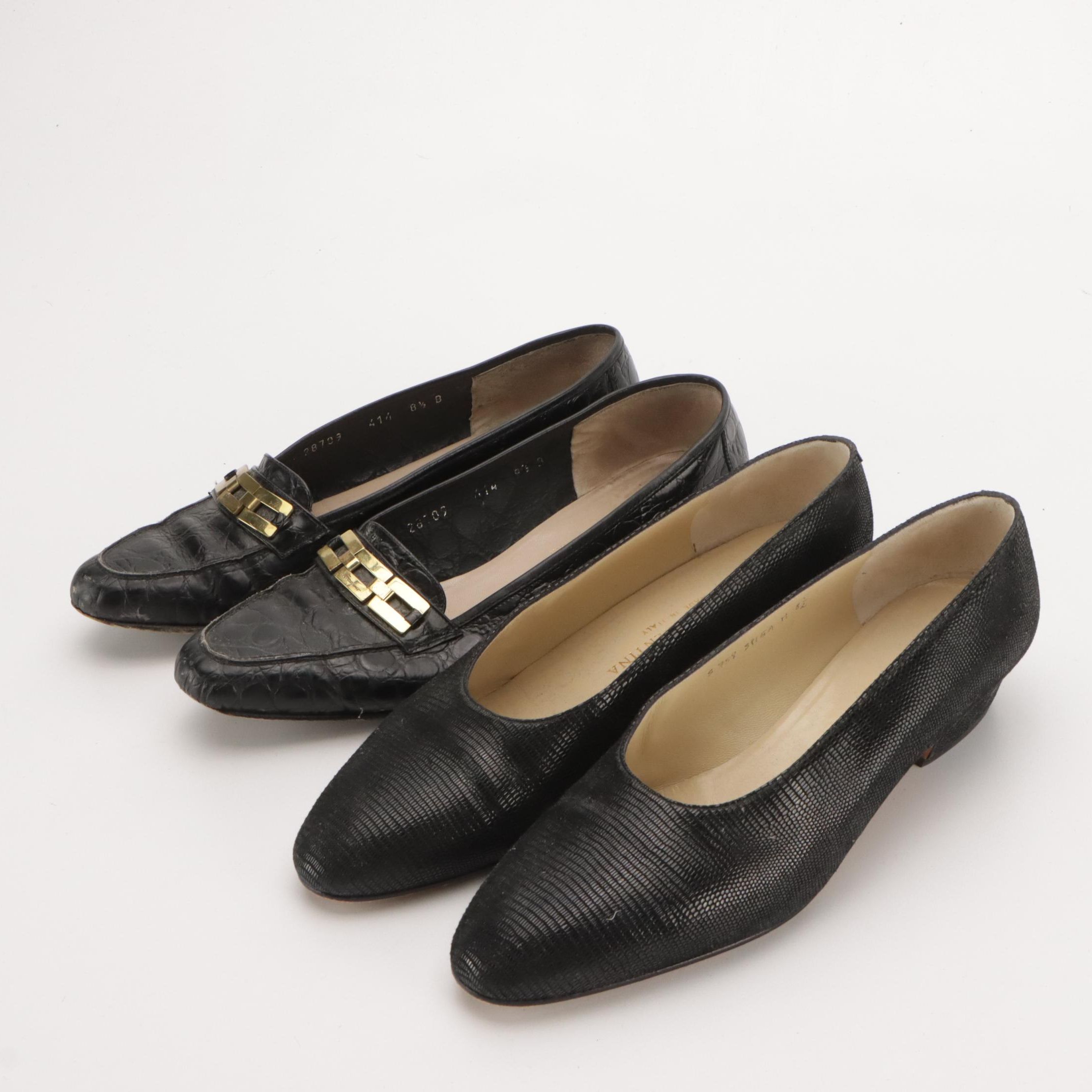 Salvatore Ferragamo Crocodile Leather Loafers, Silvia Fiorentina Shoes in Box