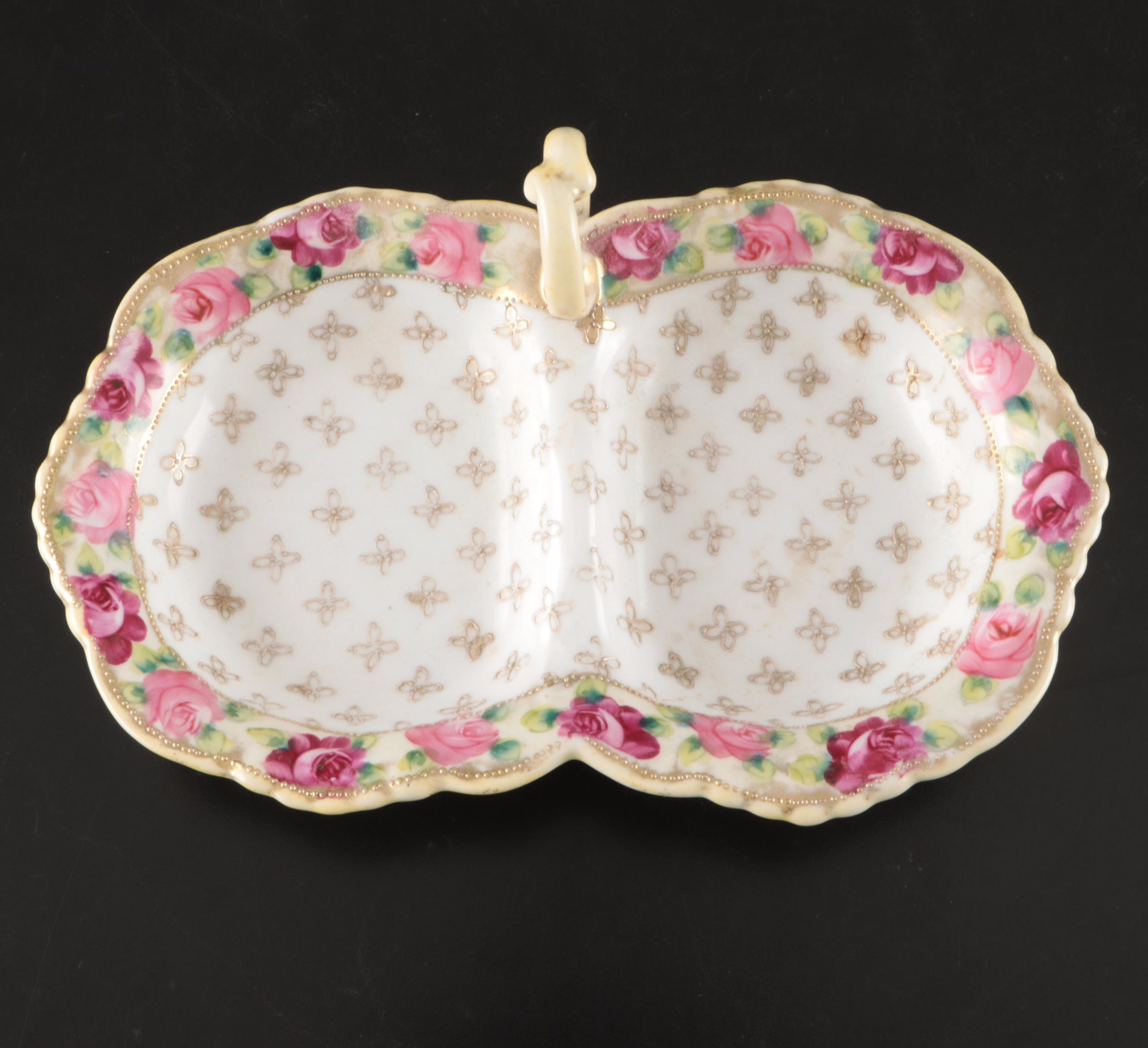 Belleek and Japanese Hand-Painted Berry Bowls with Other Ceramic Serveware