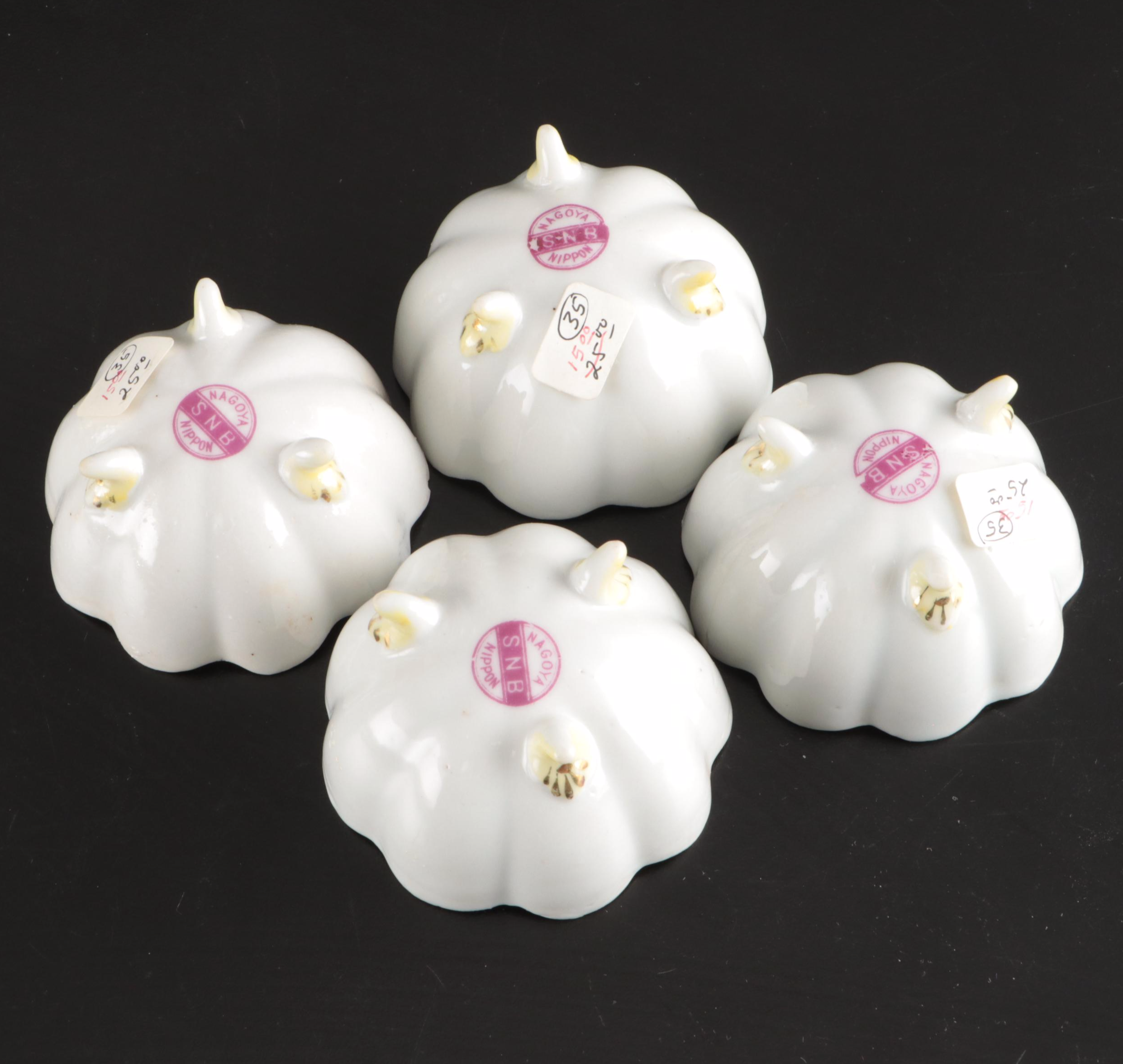 Belleek and Japanese Hand-Painted Berry Bowls with Other Ceramic Serveware