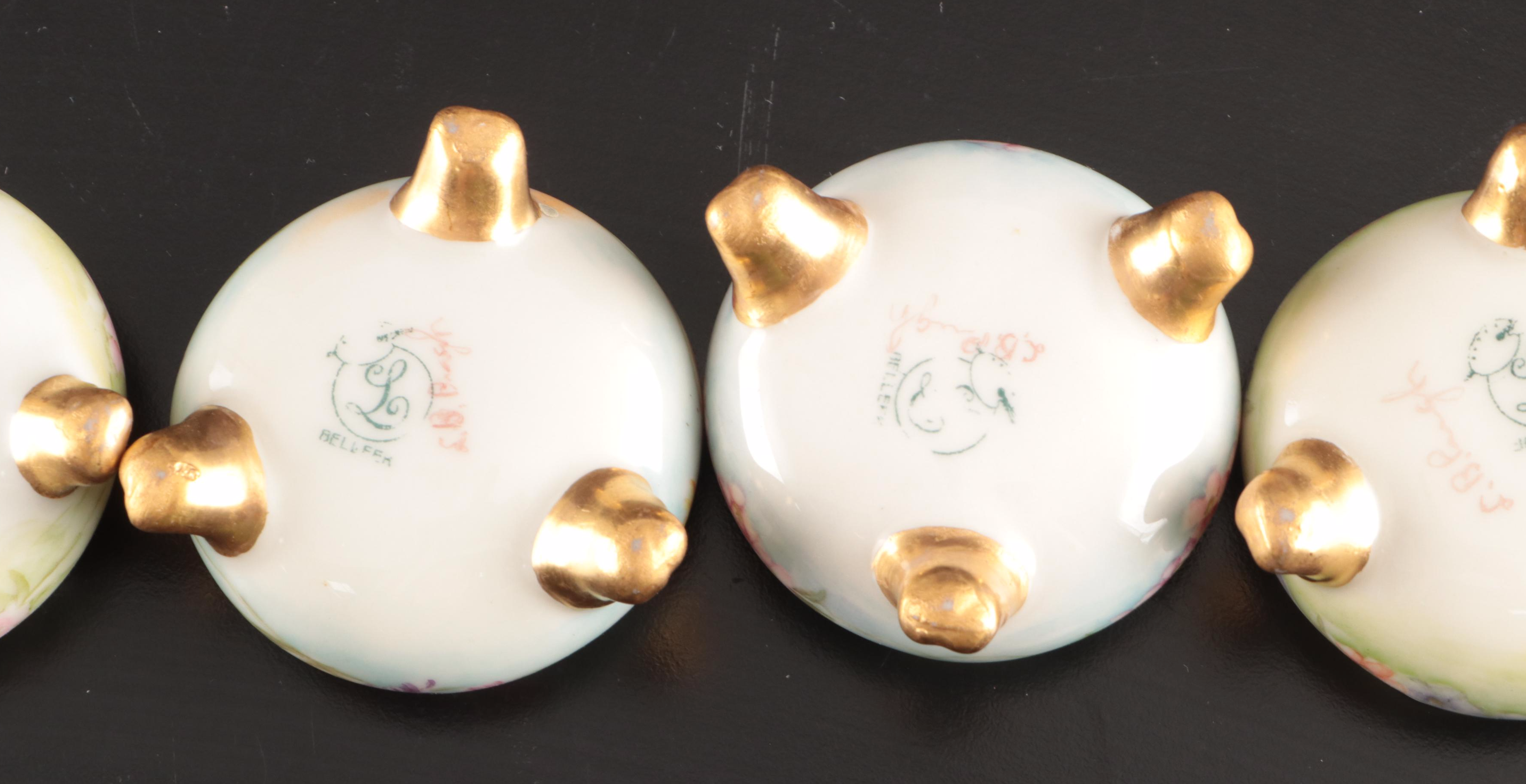 Belleek and Japanese Hand-Painted Berry Bowls with Other Ceramic Serveware