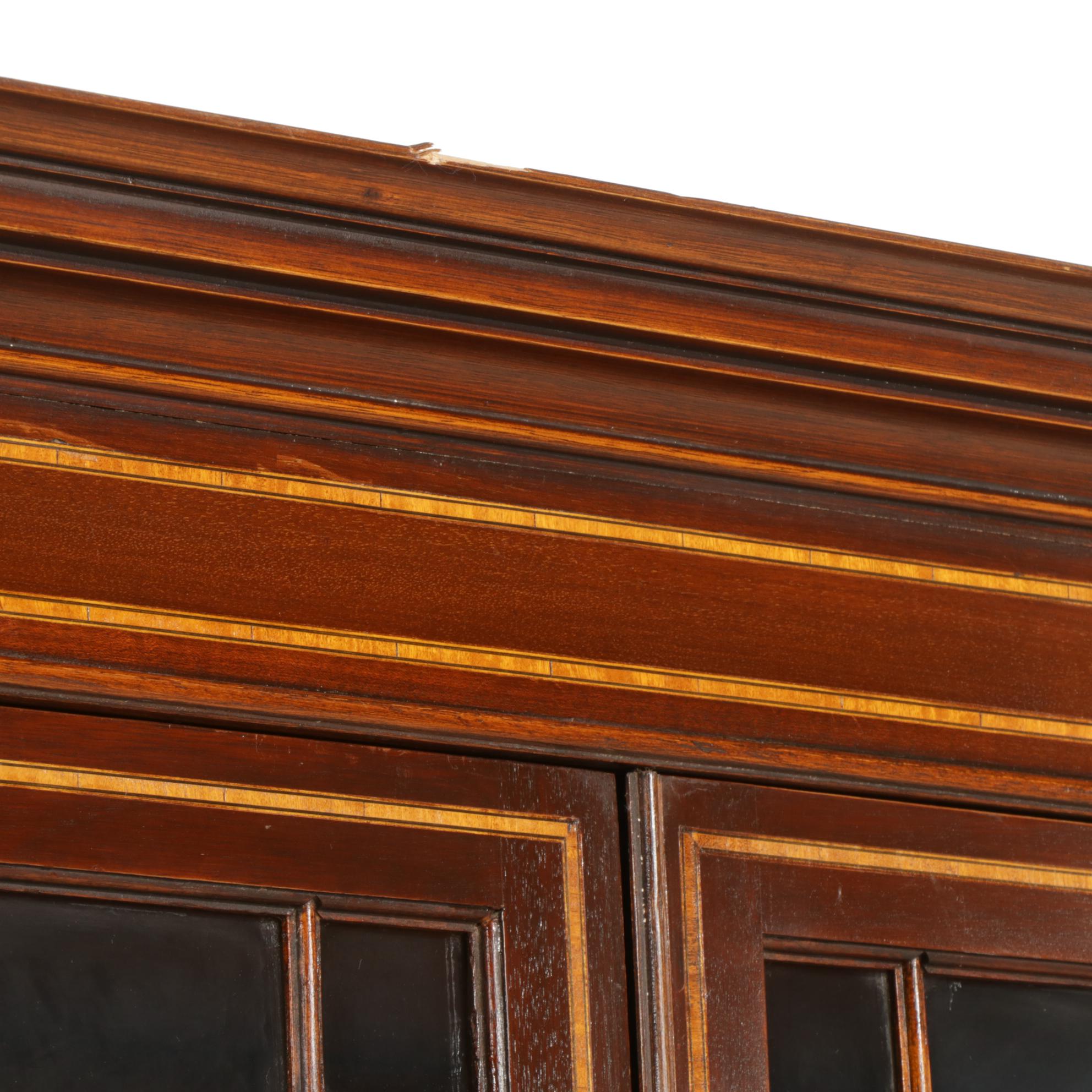 George II Style Inlaid Mahogany China Cabinet, Late 20th Century