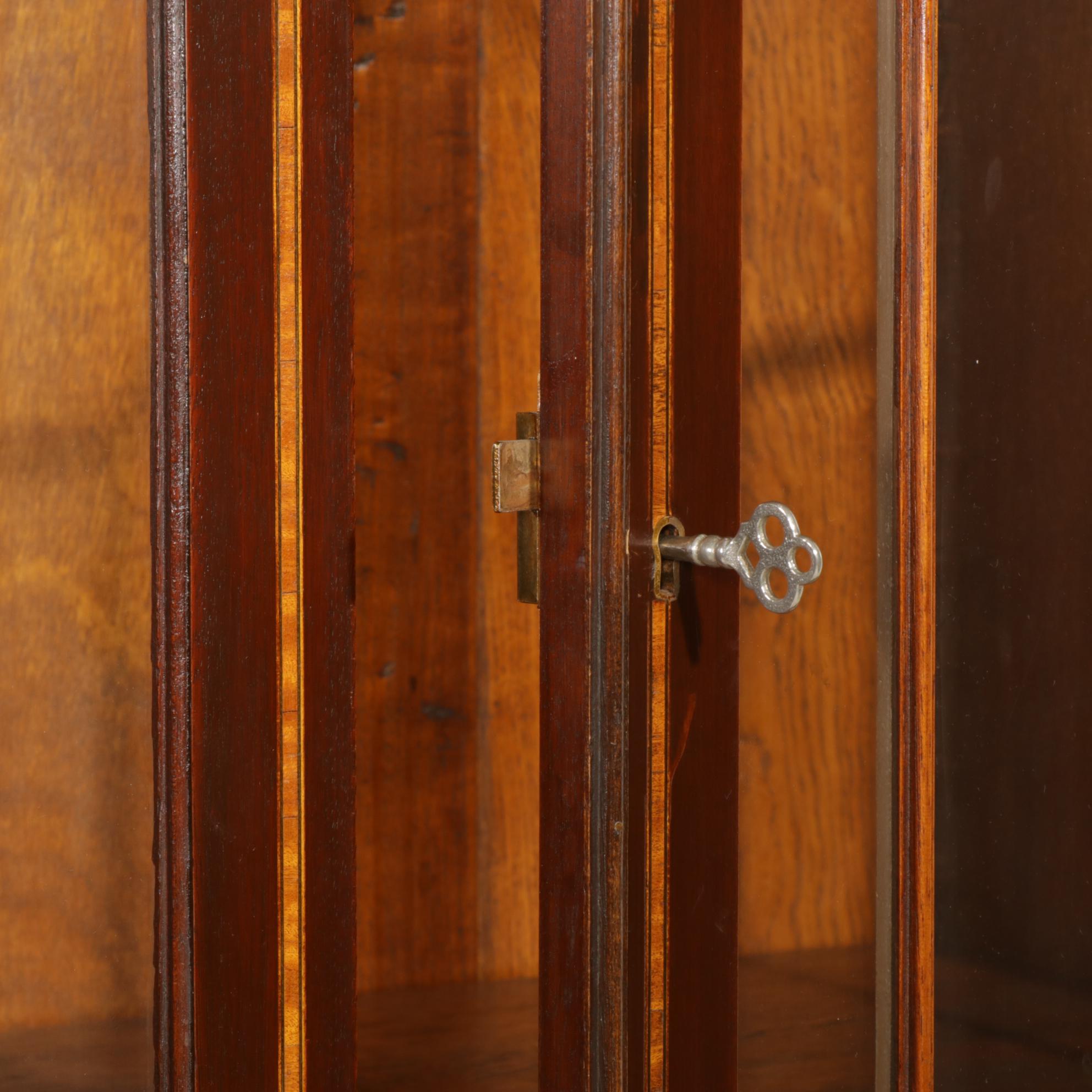 George II Style Inlaid Mahogany China Cabinet, Late 20th Century