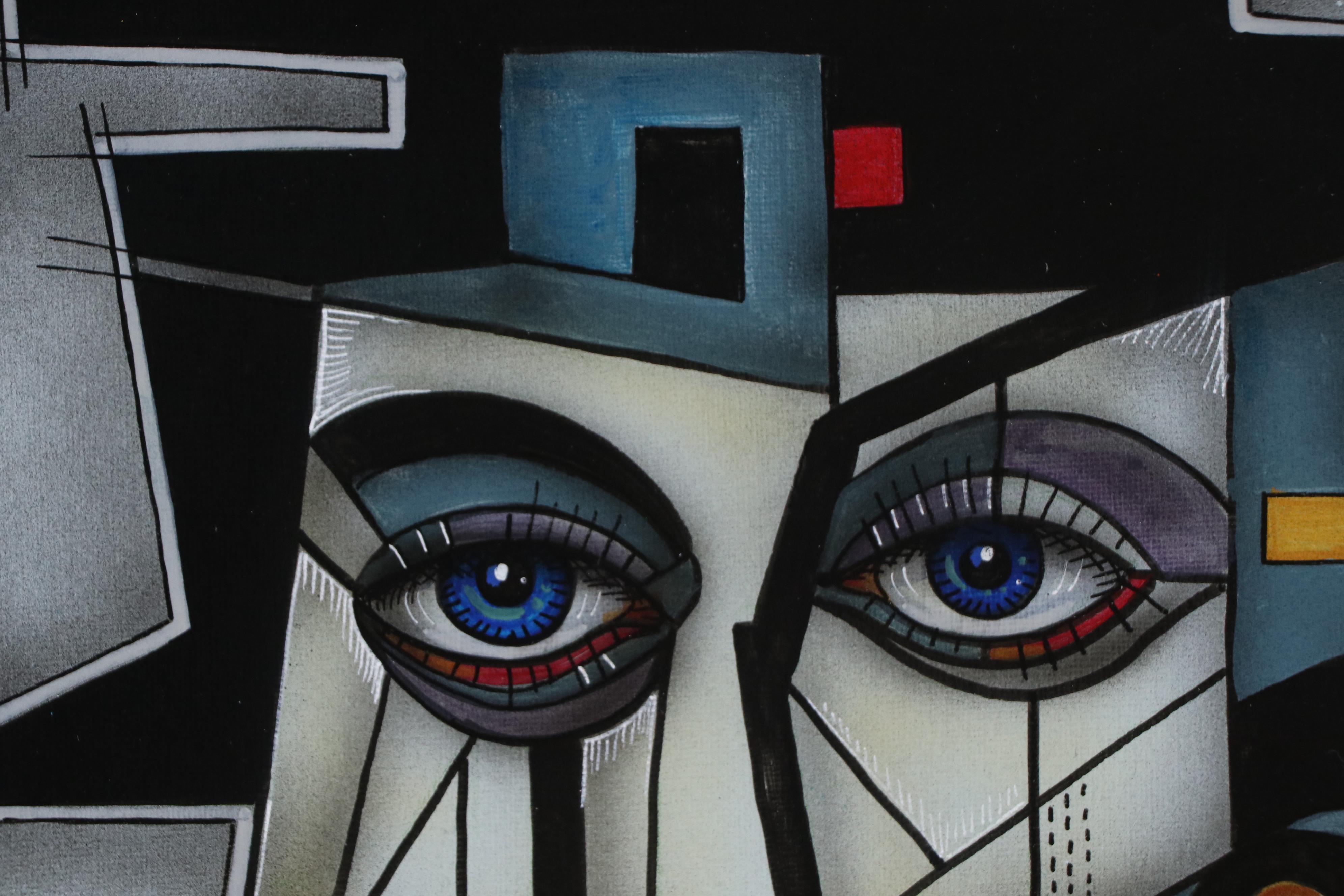 Ricardo Maya Surrealist Acrylic Portrait, 21st Century